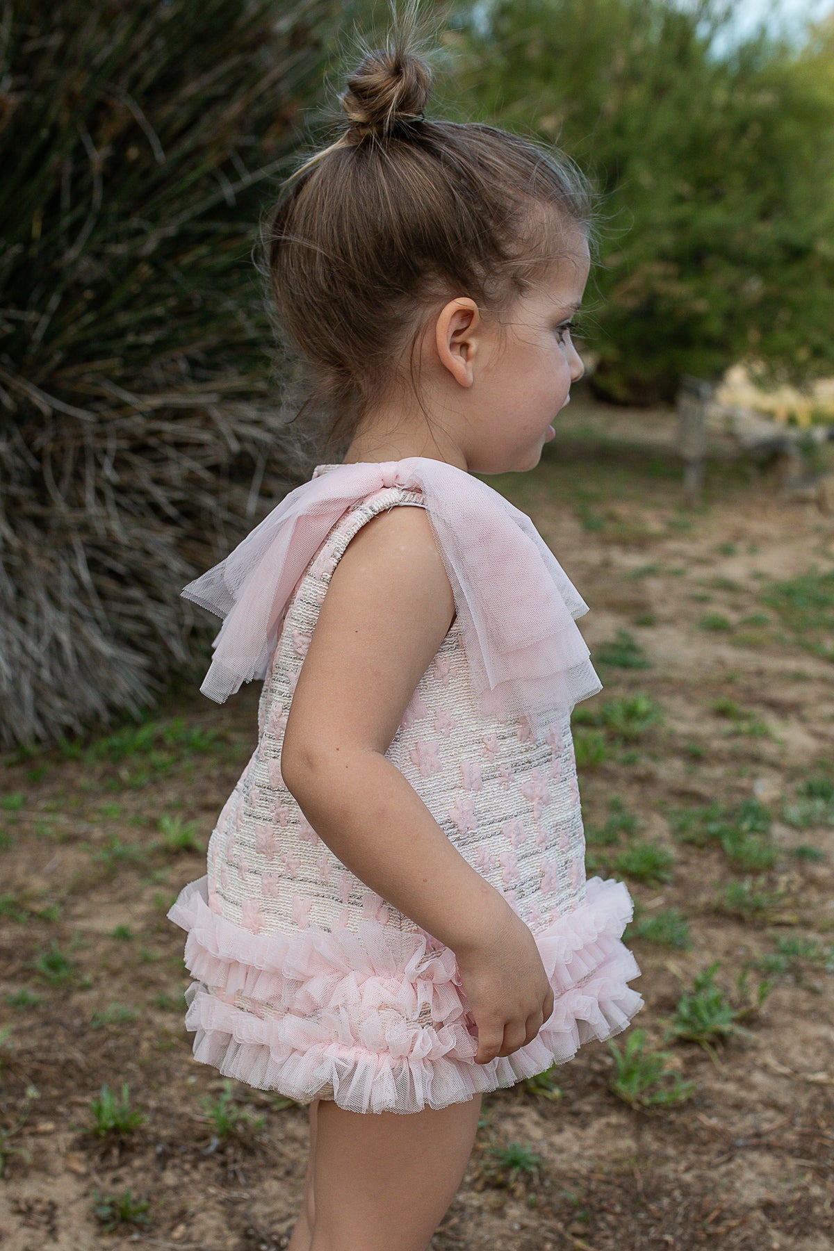 Naxos Adela Girls Pink Jacquard Dress & Knickers - 7713