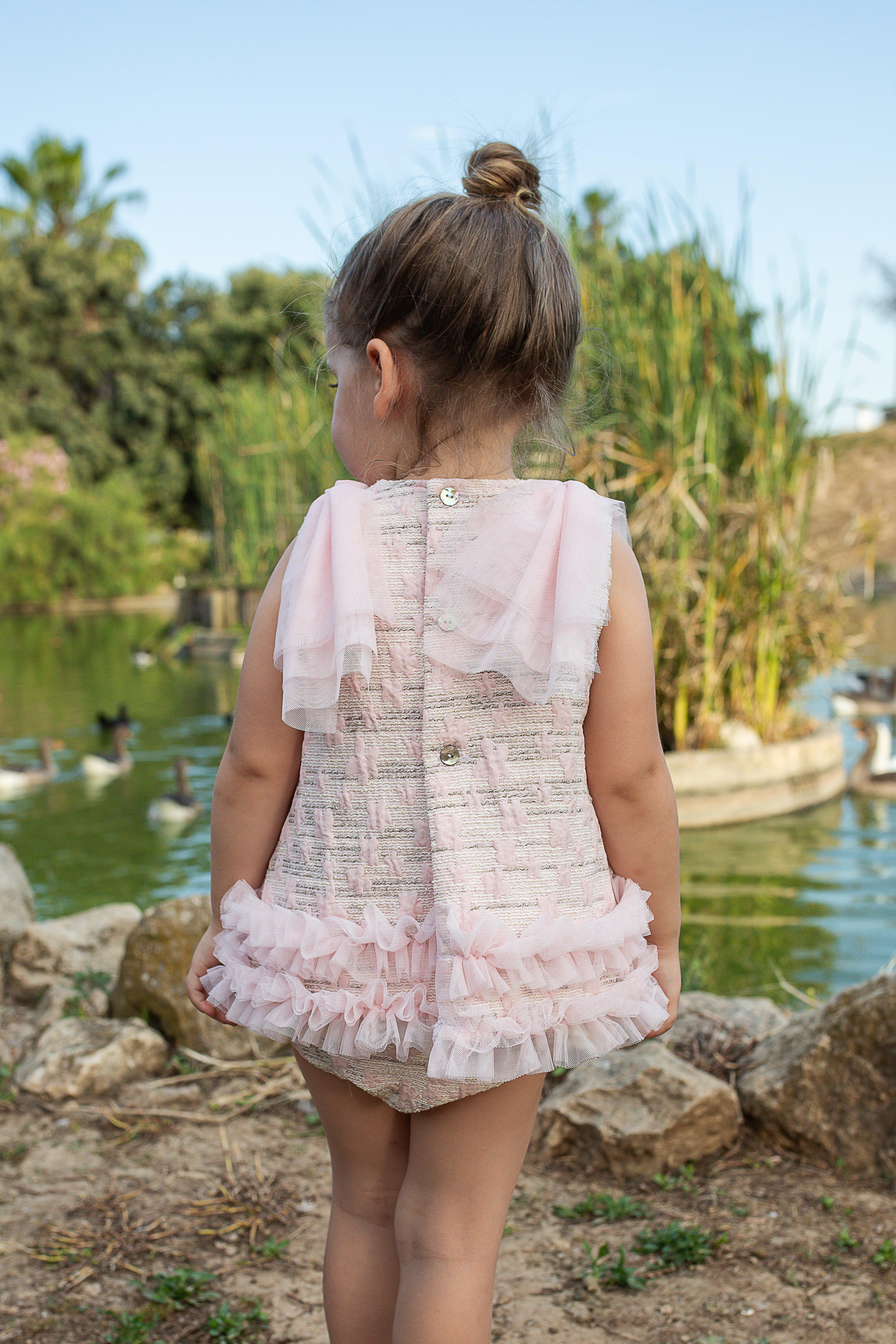 PRE ORDER NAXOS Adela Girls Pink Jacquard Dress & Knickers - 7713