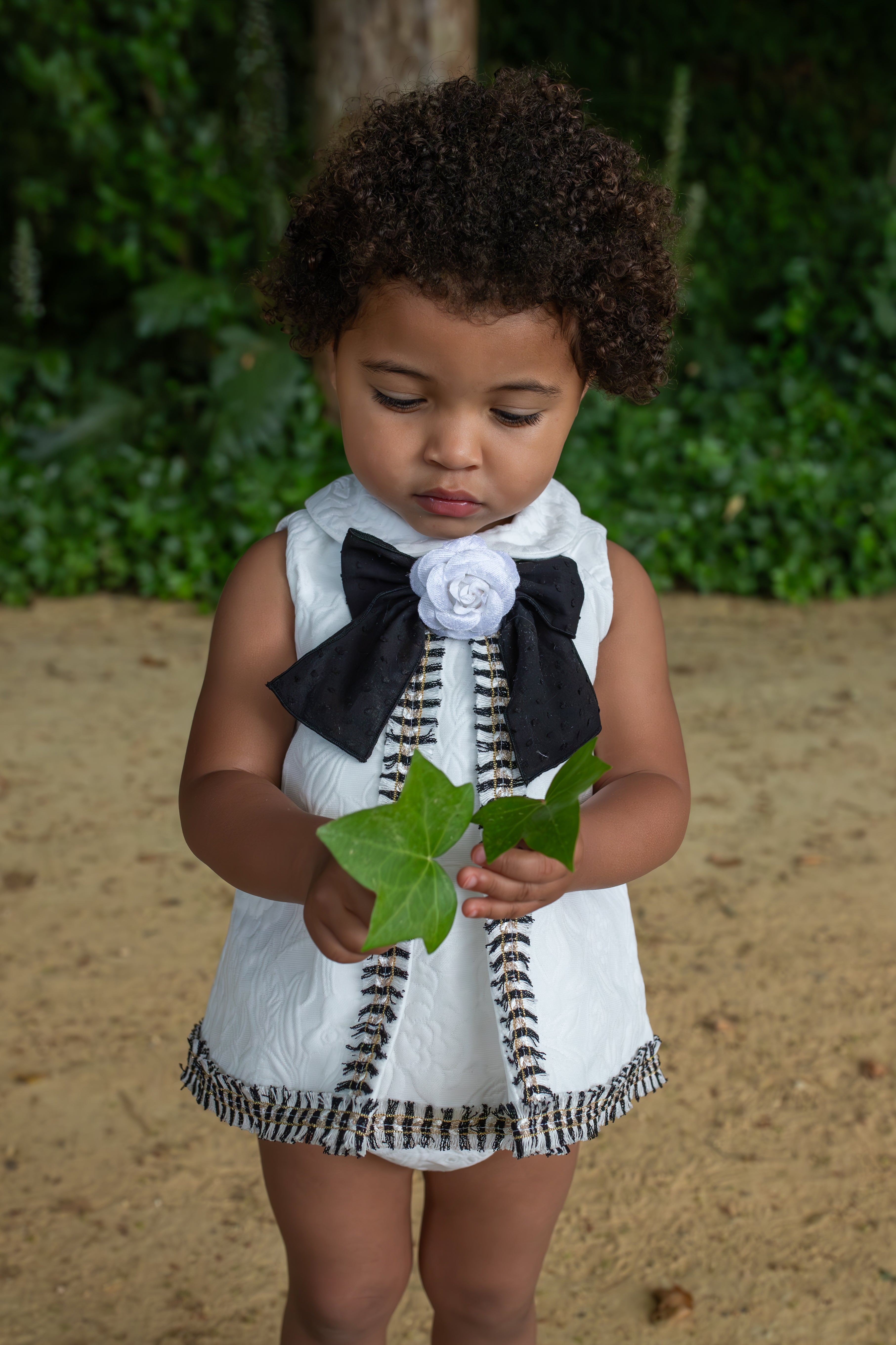 PRE ORDER NAXOS Camelia Girls Black & White Jacquard Dress & Knickers - 7714