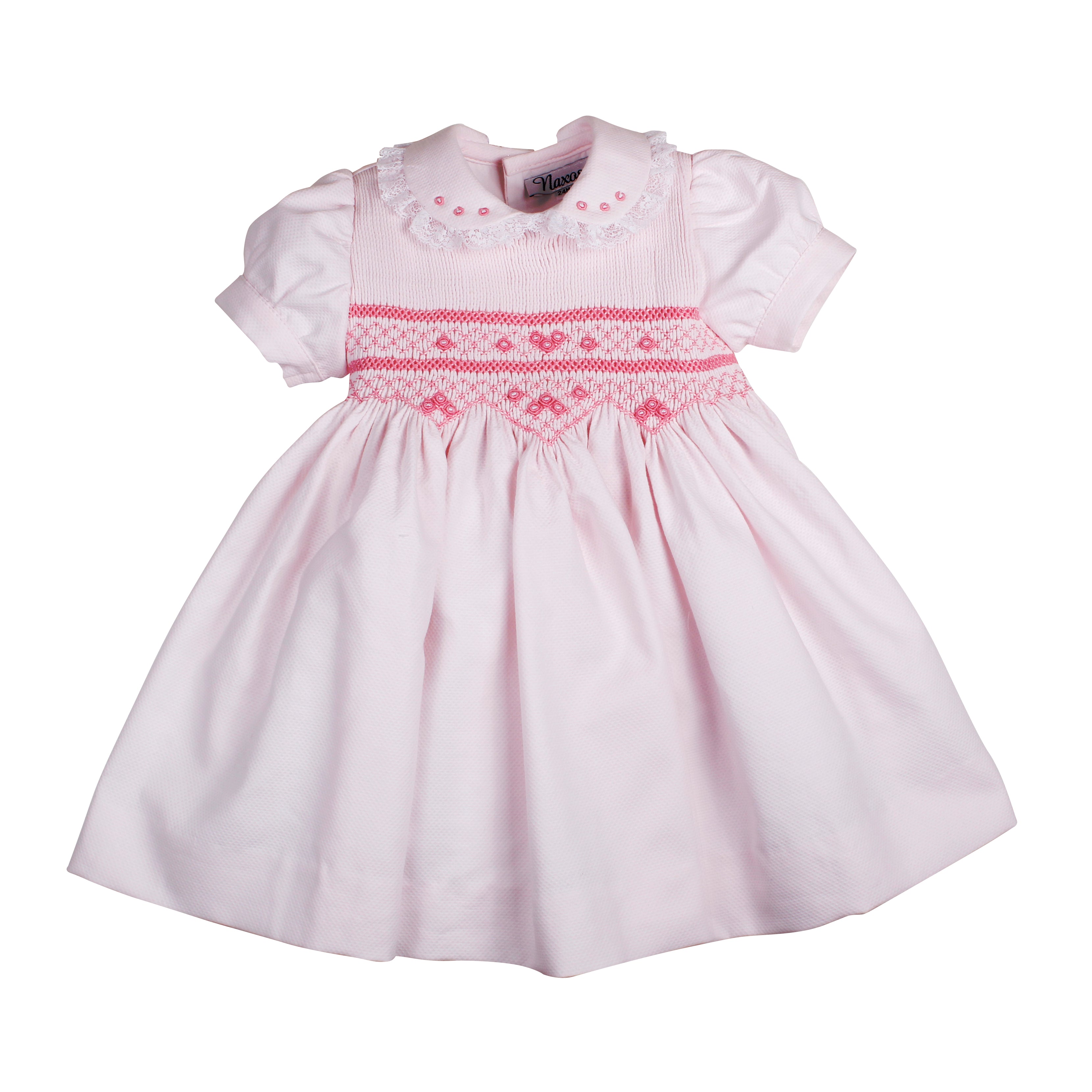 NAXOS Florinda Girl Pink Pique Cotton Hand Smocked Dress - 7727