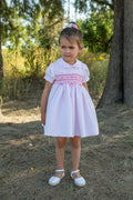 NAXOS Florinda Girl Pink Pique Cotton Hand Smocked Dress - 7727
