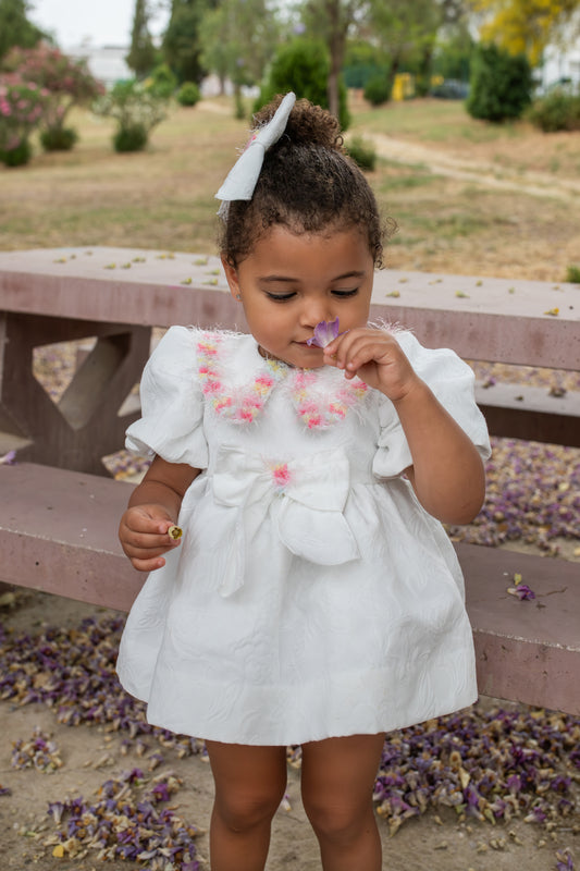 Naxos Dalia Girls White & Multicolour Dress - 7733