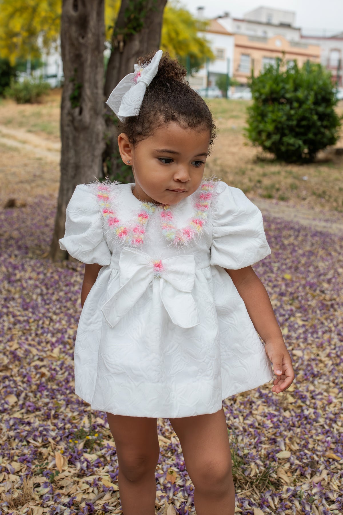 Naxos Dalia Girls White & Multicolour Dress - 7733