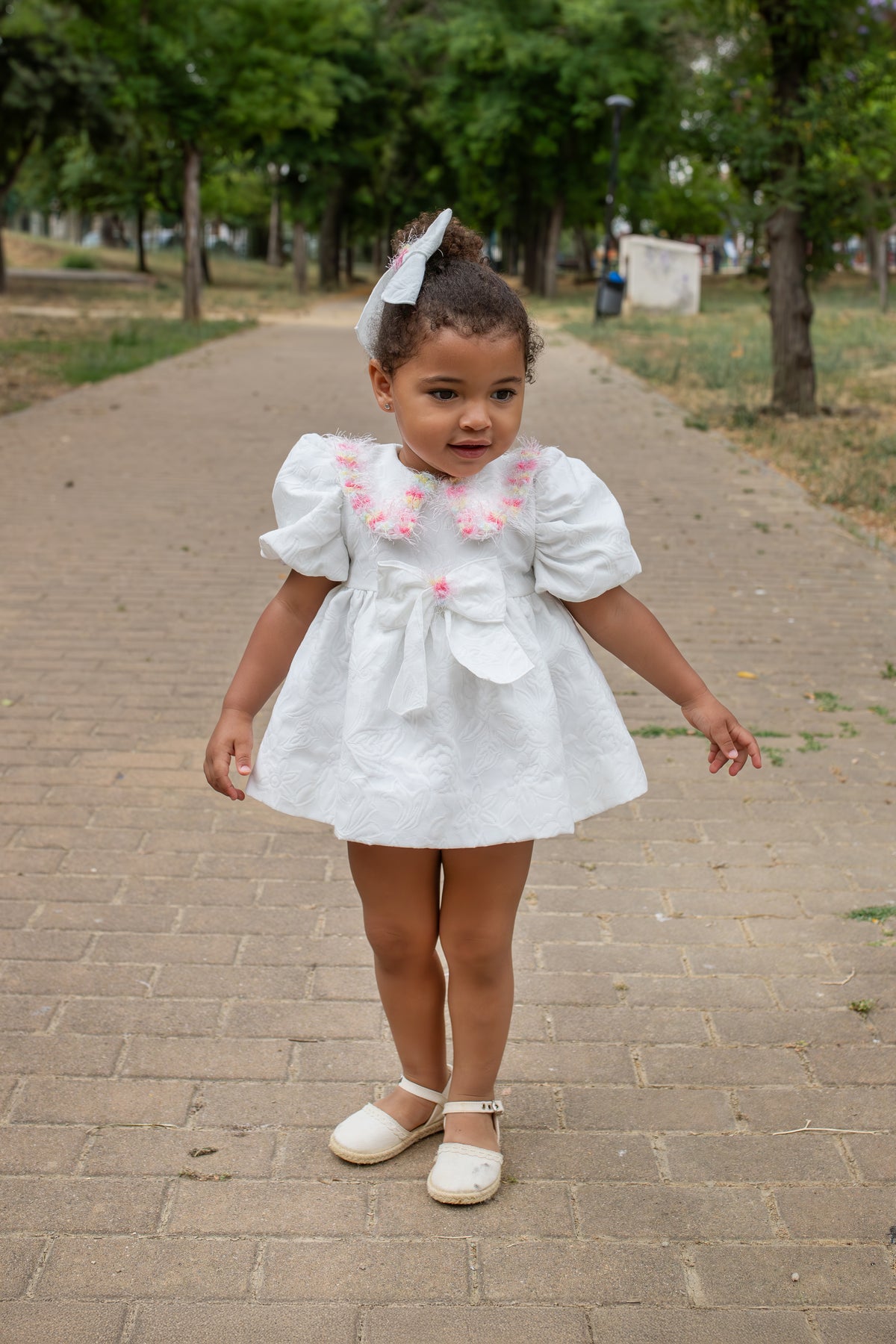 Naxos Dalia Girls White & Multicolour Dress - 7733