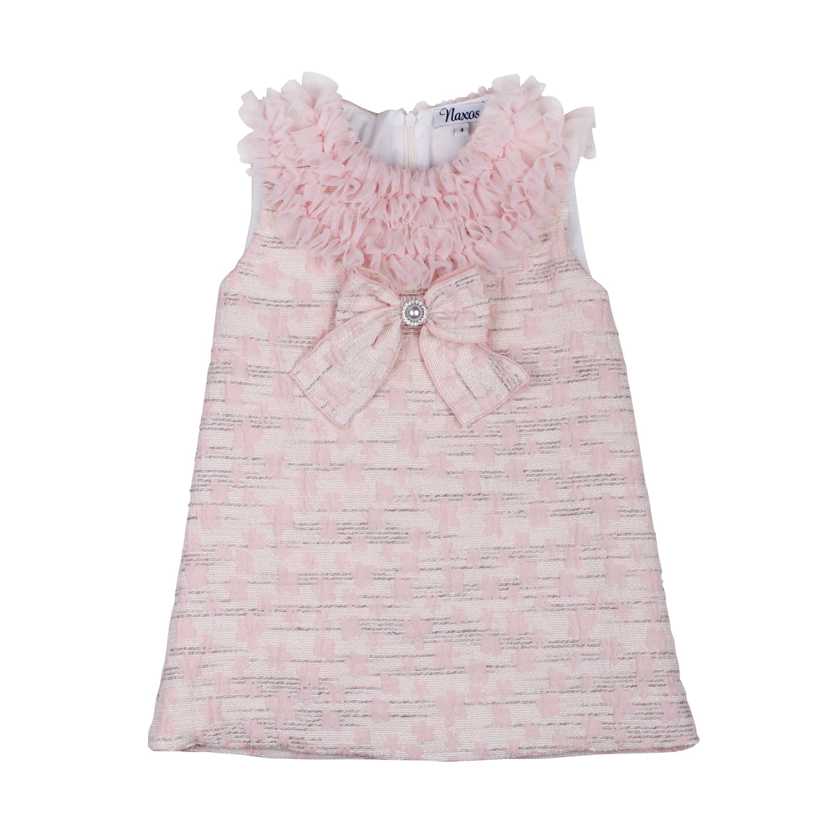 Naxos Adela Girls Pink Jacquard A-Line Dress - 7737
