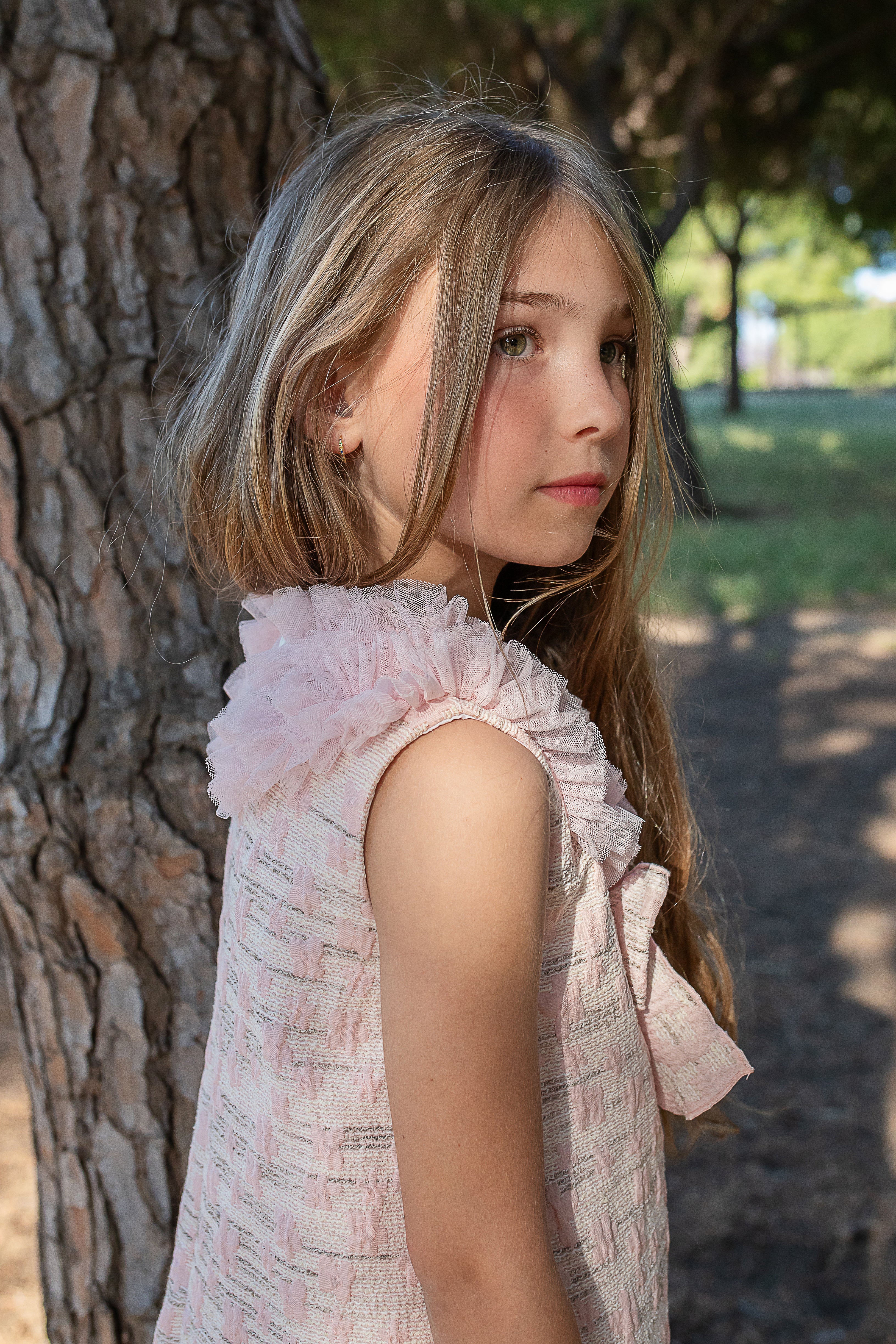 PRE ORDER NAXOS Adela Girls Pink Jacquard A-Line Dress - 7737