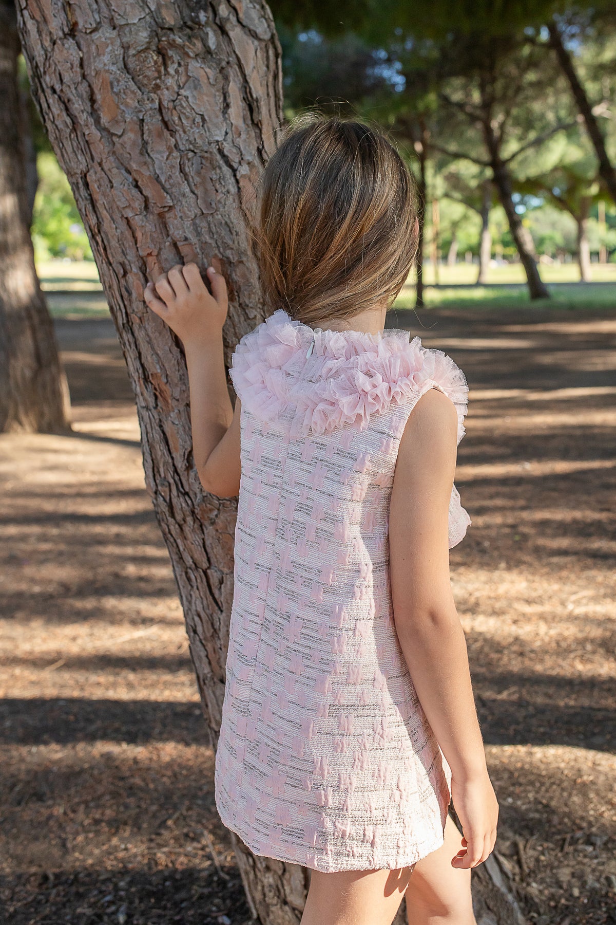 Naxos Adela Girls Pink Jacquard A-Line Dress - 7737