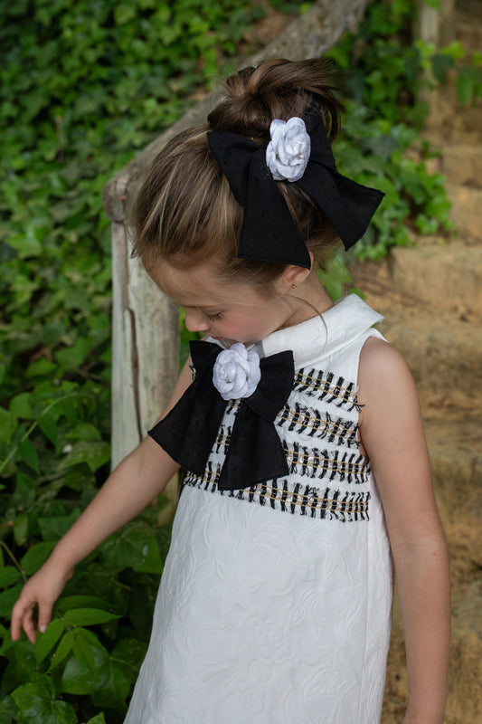 Naxos Camelia Girls Black & White Hair Bow