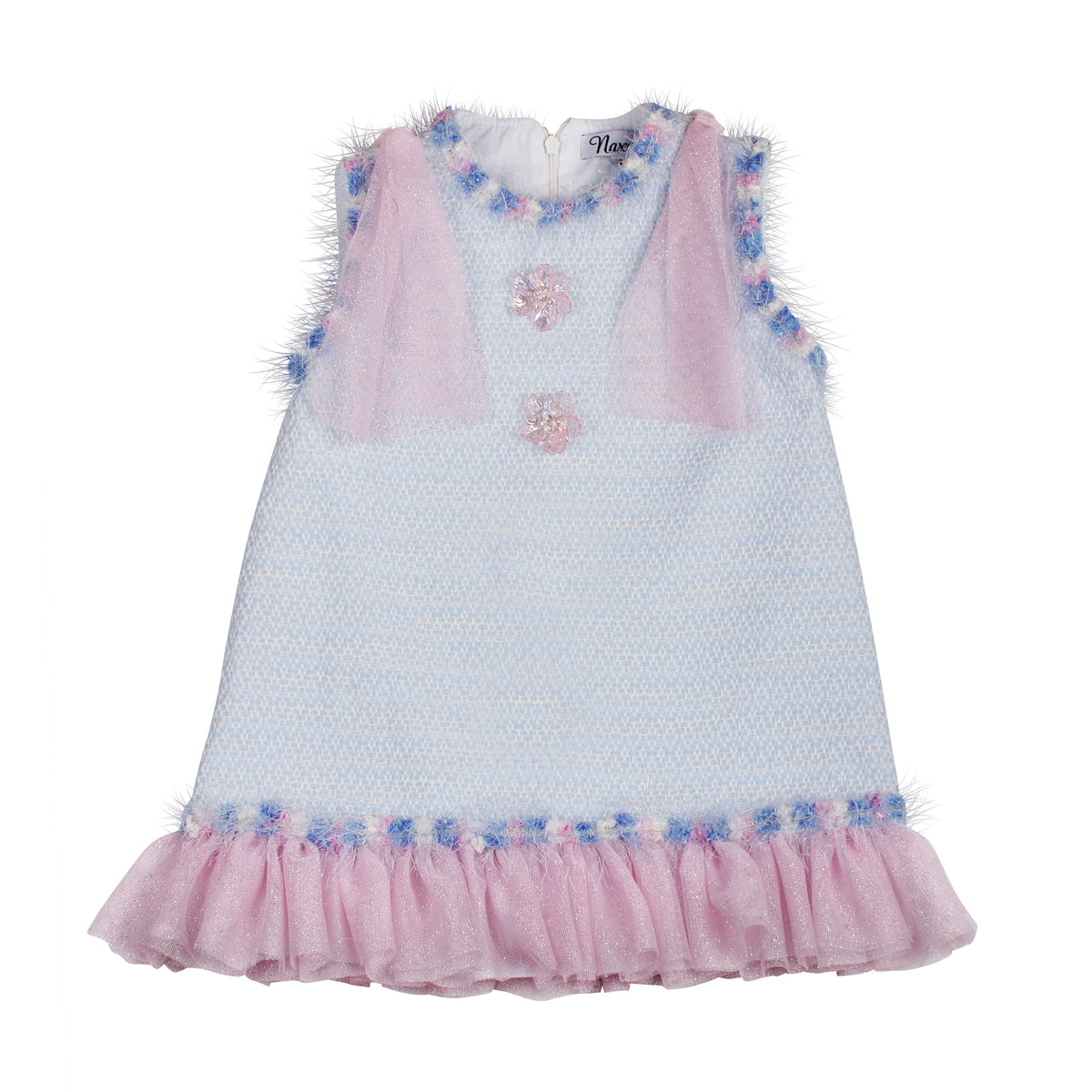 Naxos Delfinio Girls Blue & Pink A-Line Dress - 7742