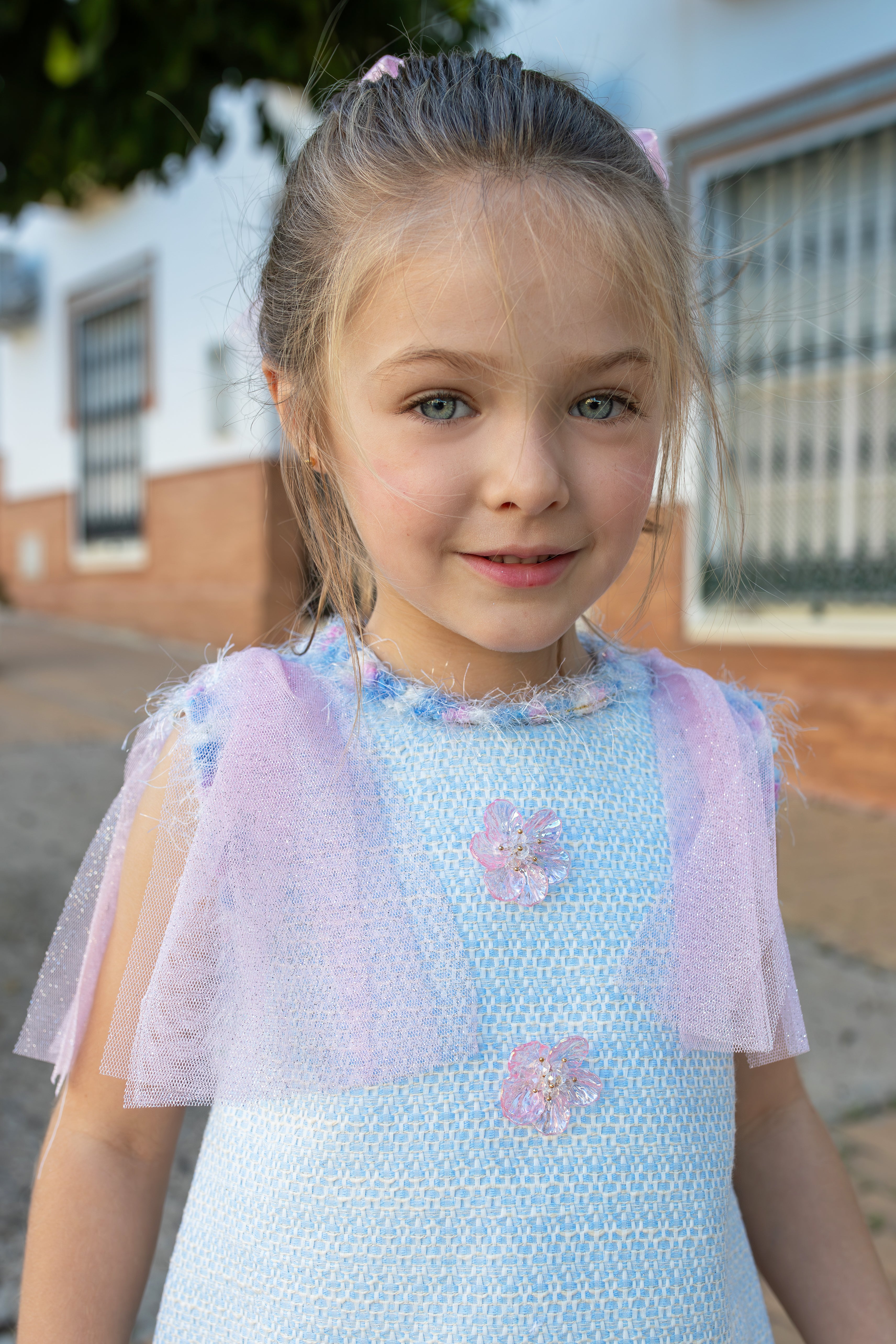 NAXOS Delfinio Girls Blue & Pink A-Line Dress - 7742
