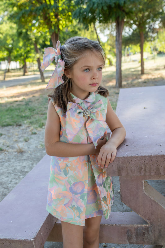 Naxos Fluor Girls Neon Floral A-Line Dress - 7746