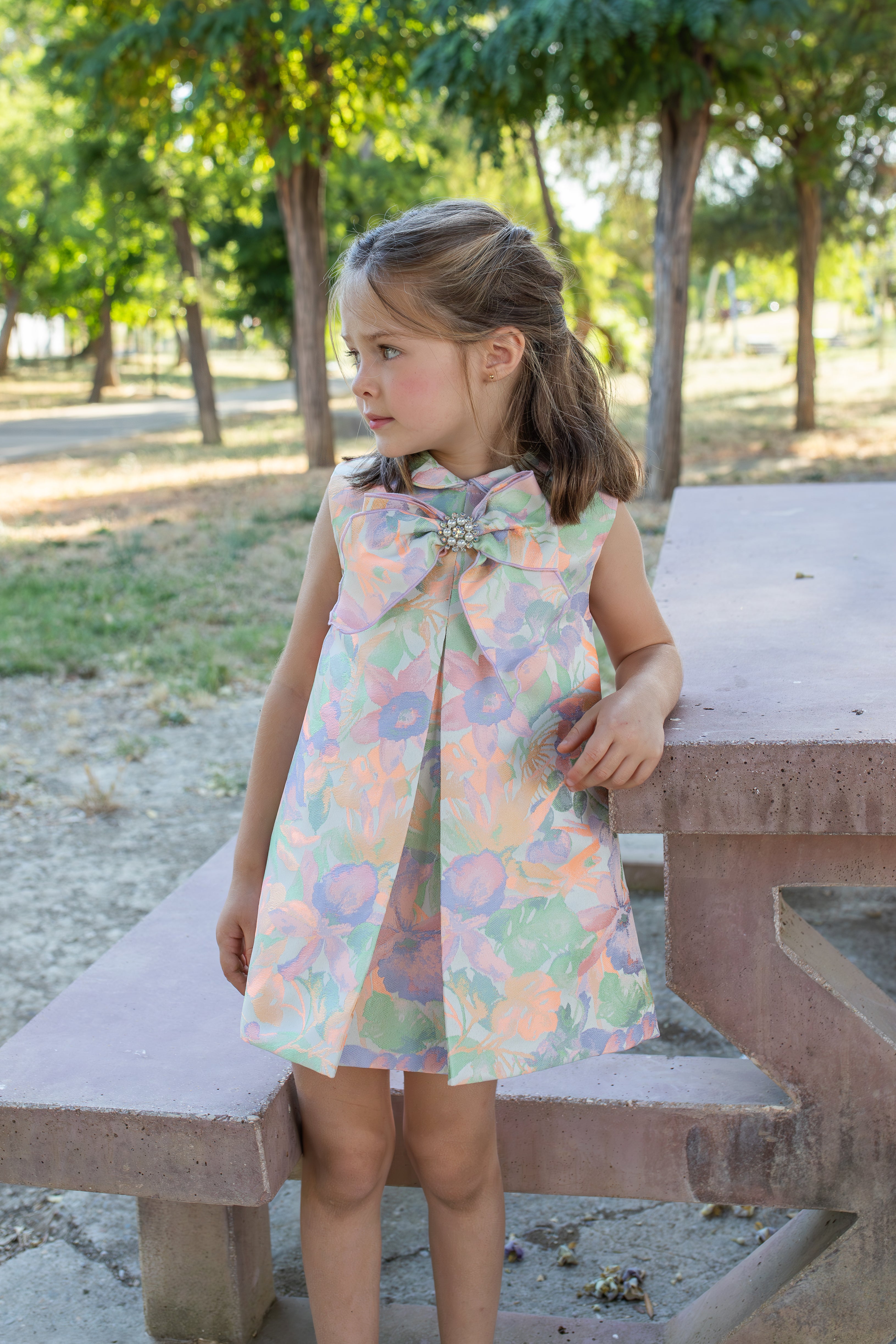 NAXOS Fluor Girls Neon Floral A-Line Dress - 7746