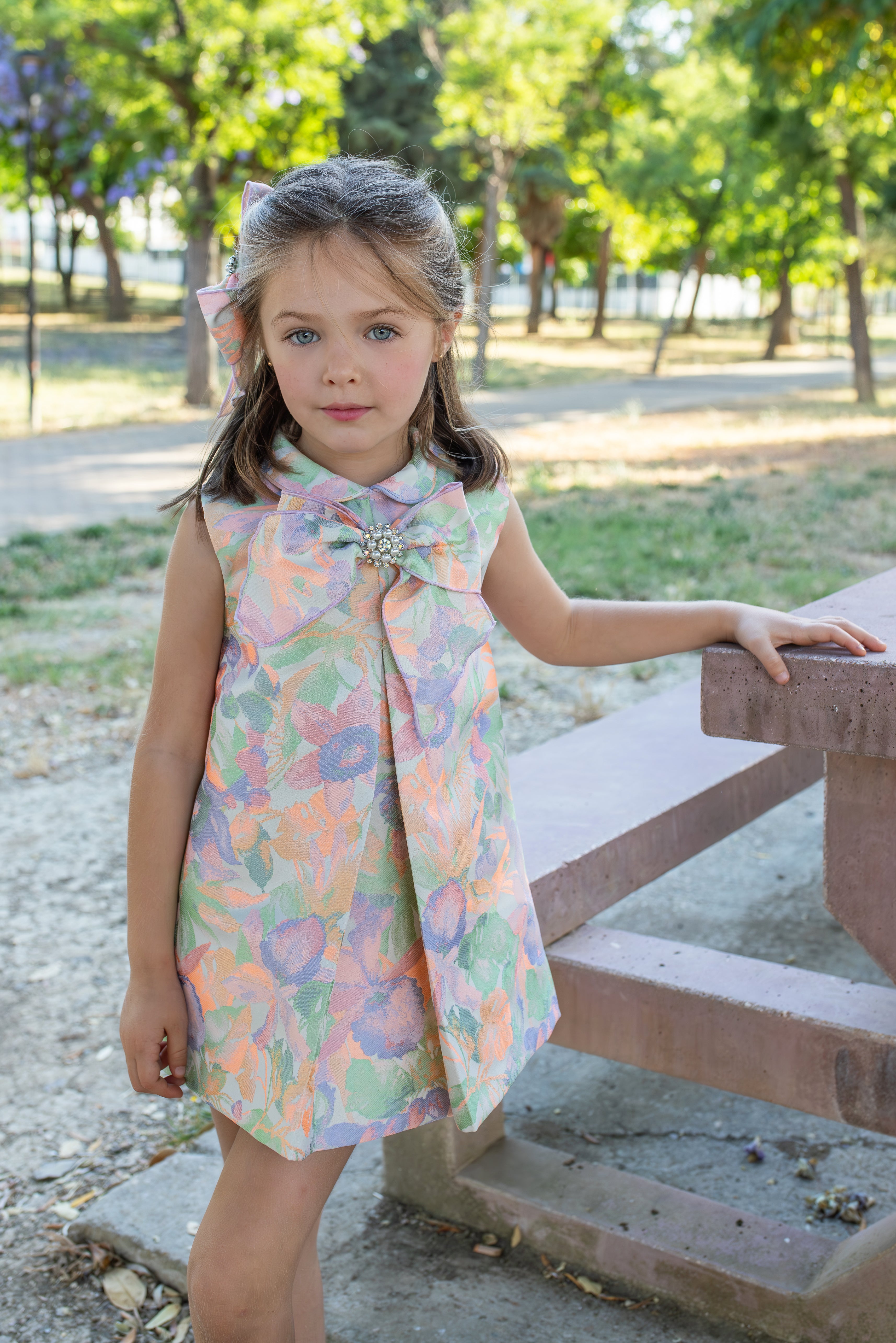 NAXOS Fluor Girls Neon Floral A-Line Dress - 7746