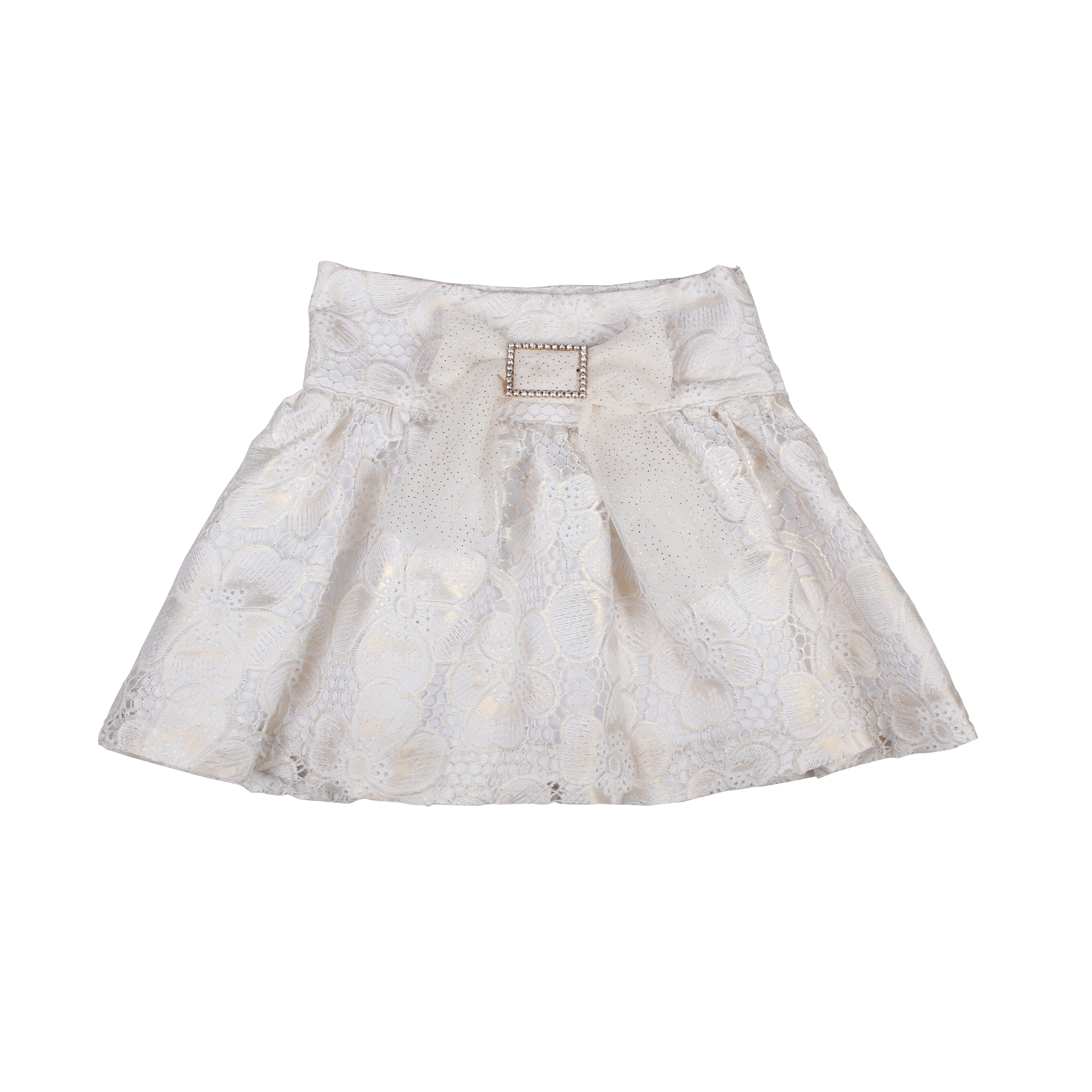 NAXOS Jazmin Girls Gold & White Lace Skirt Set - 7768