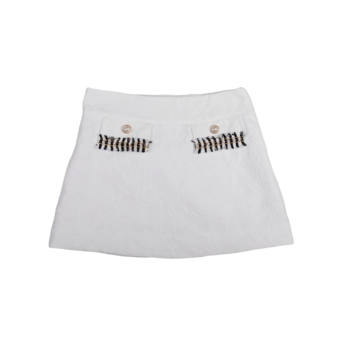 Naxos Camelia Girls Black & White Jacquard Skirt Set - 7751