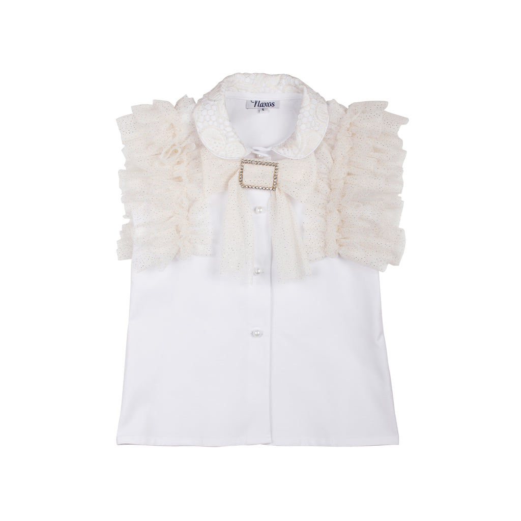 NAXOS Jazmin Girls Gold & White Lace Skirt Set - 7768