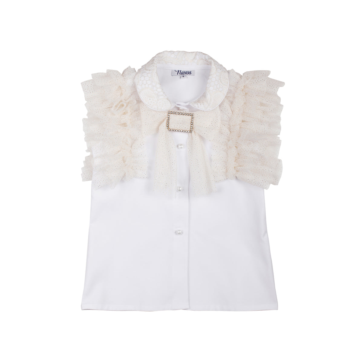 Naxos Jazmin Girls Gold & White Lace Skirt Set - 7768