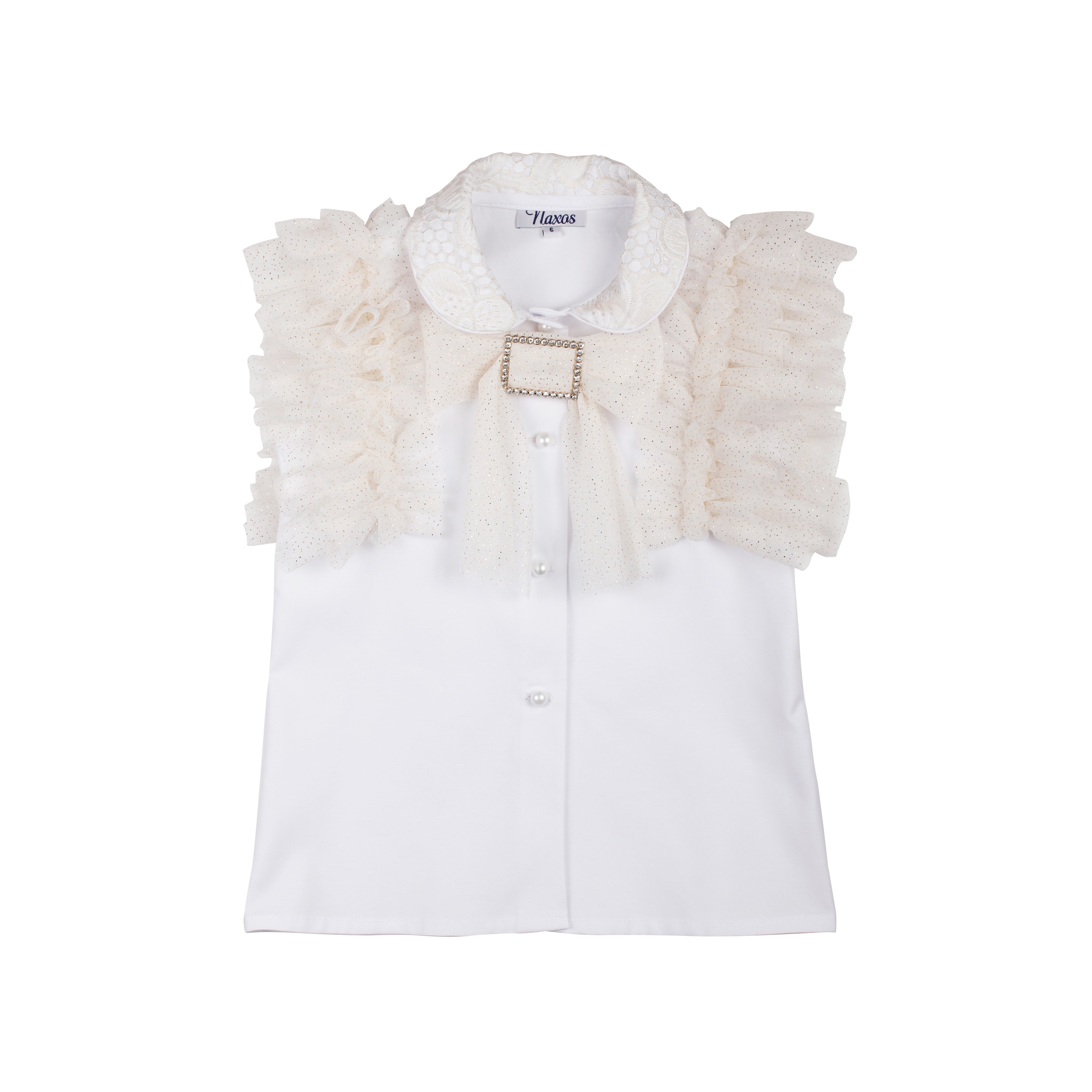NAXOS Jazmin Girls Gold & White Lace Skirt Set - 7768