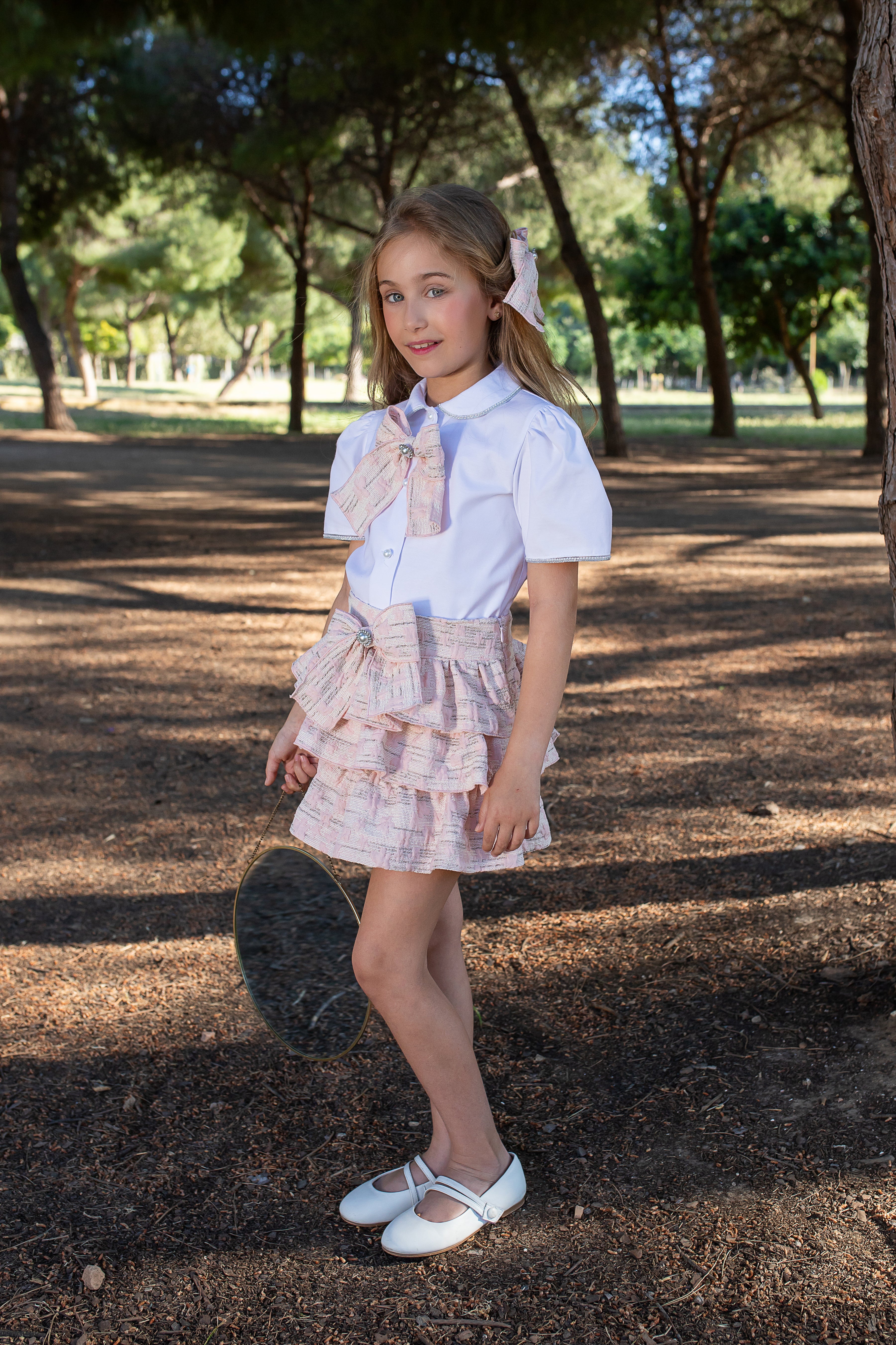 PRE ORDER NAXOS Adela Girls Pink Jacquard Skirt Set - 7769