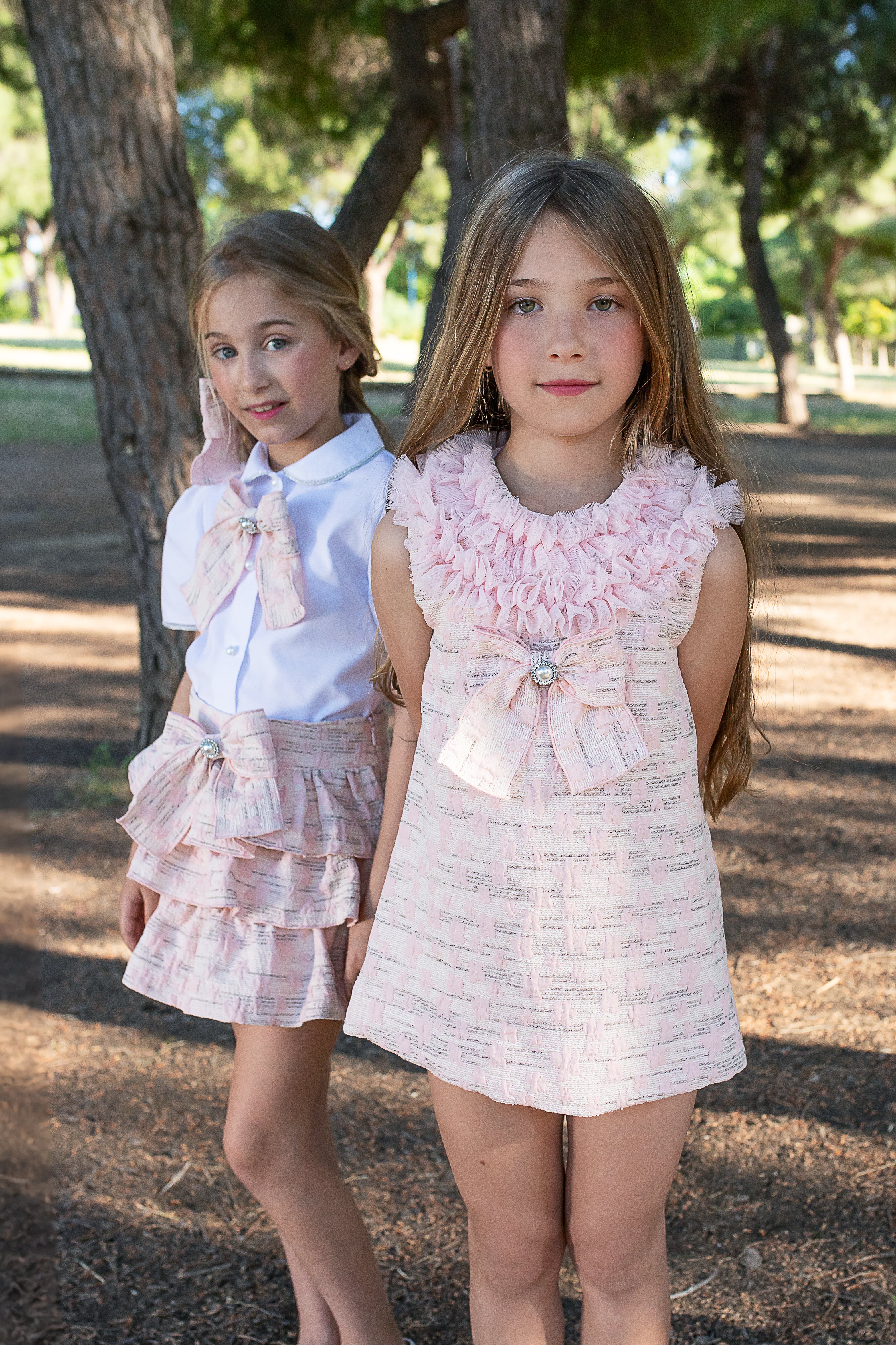 PRE ORDER NAXOS Adela Girls Pink Jacquard A-Line Dress - 7737