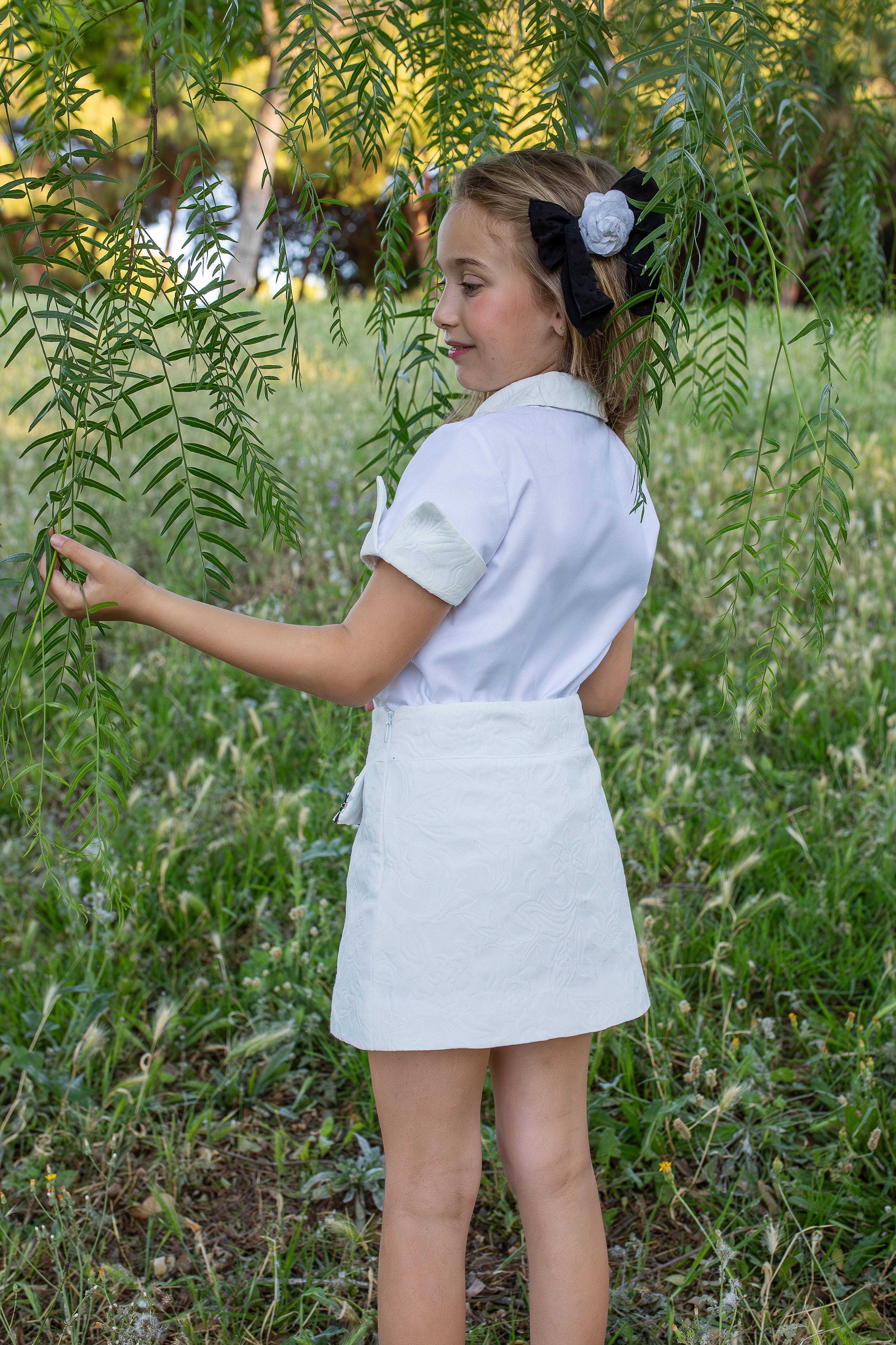 PRE ORDER NAXOS Camelia Girls Black & White Jacquard Skirt Set - 7751