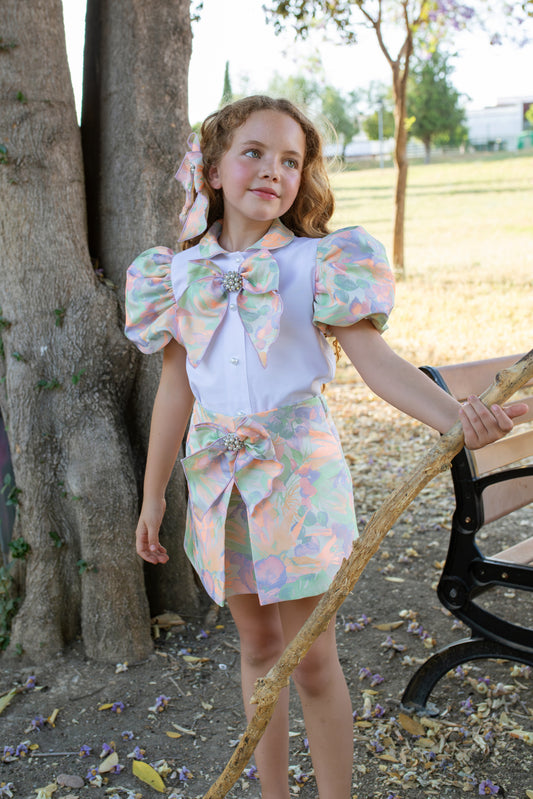 Naxos Fluor Girls Neon Floral Skirt Set - 7778