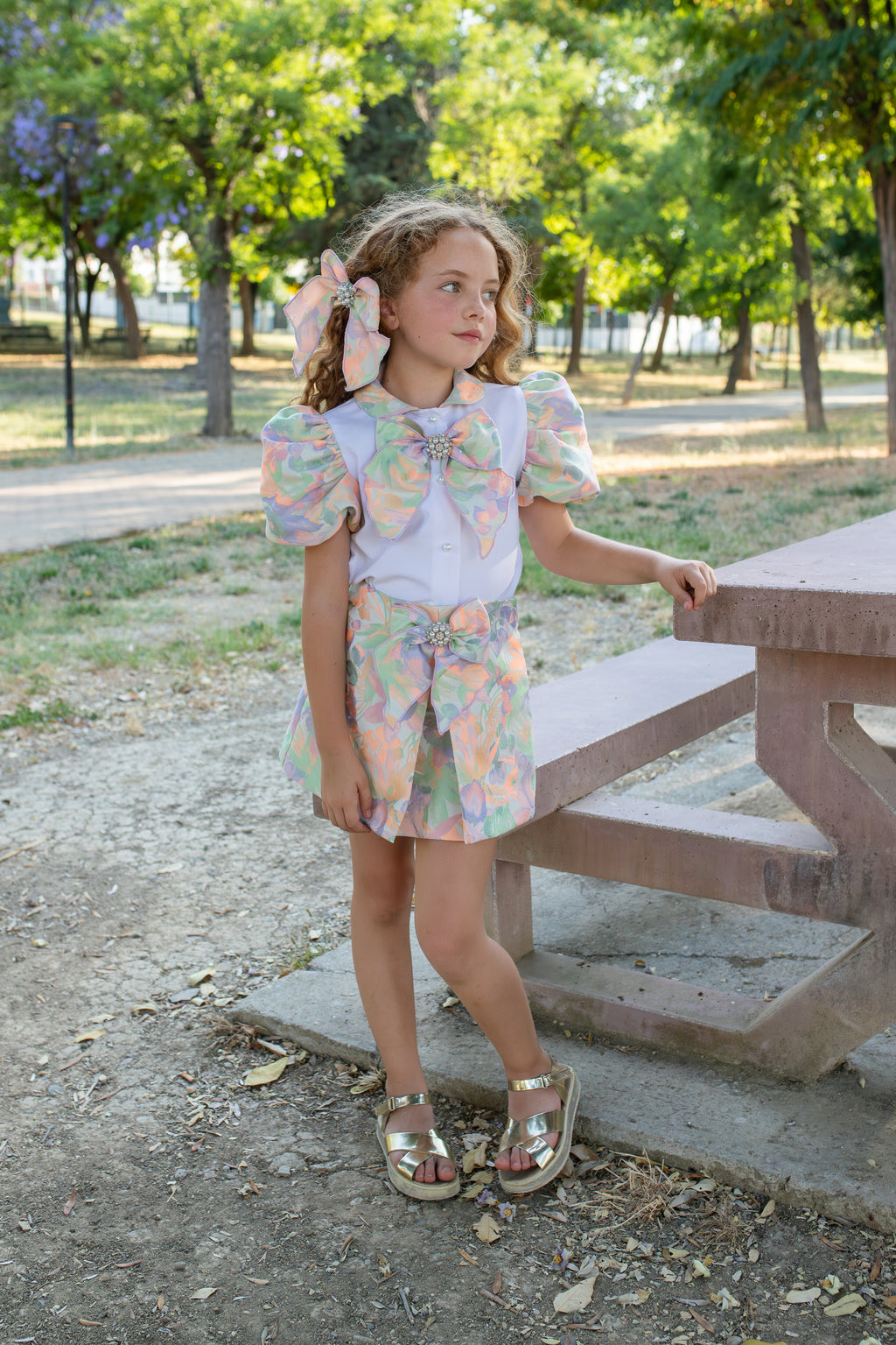 NAXOS Fluor Girls Neon Floral Skirt Set - 7778