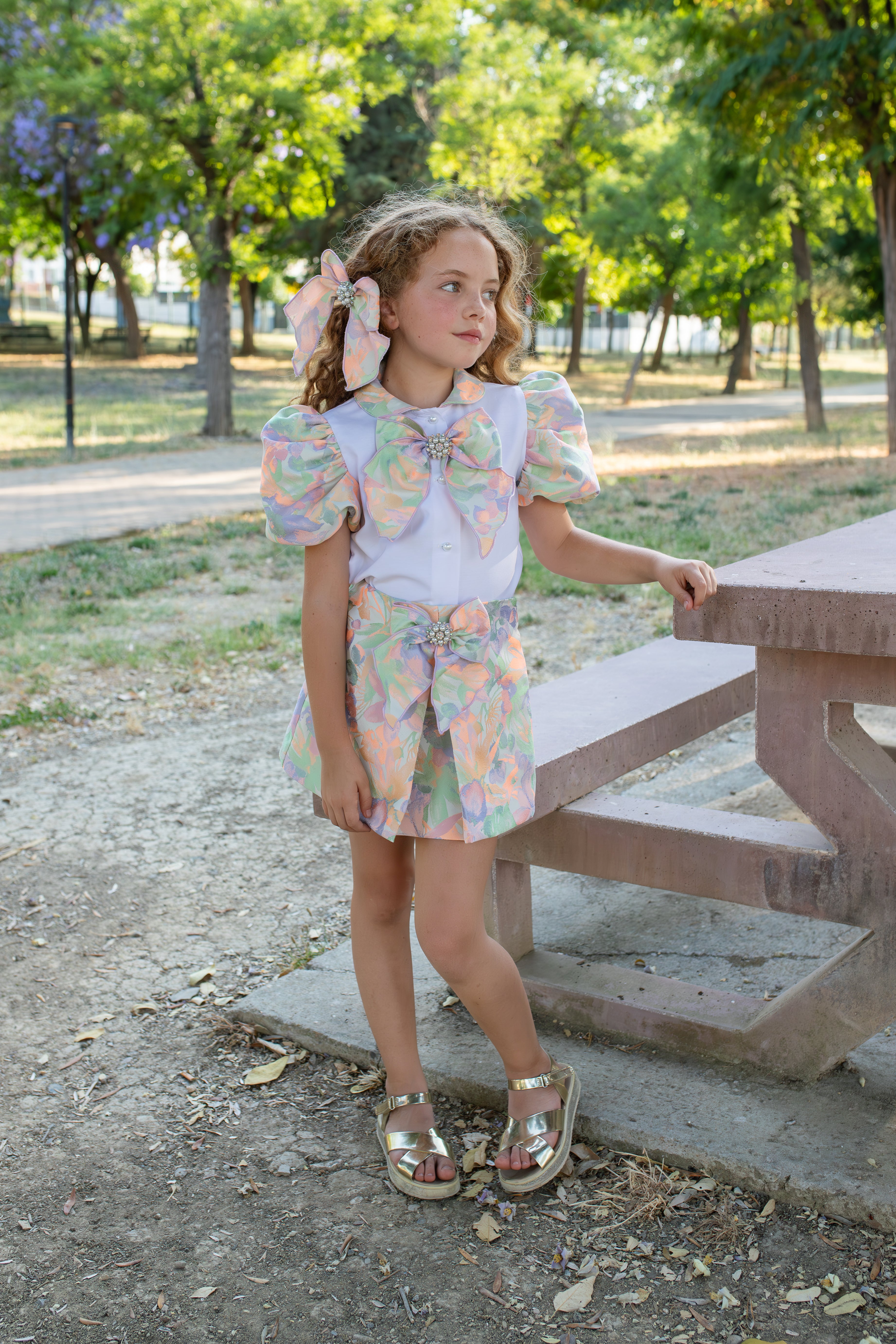 NAXOS Fluor Girls Neon Floral Skirt Set - 7778