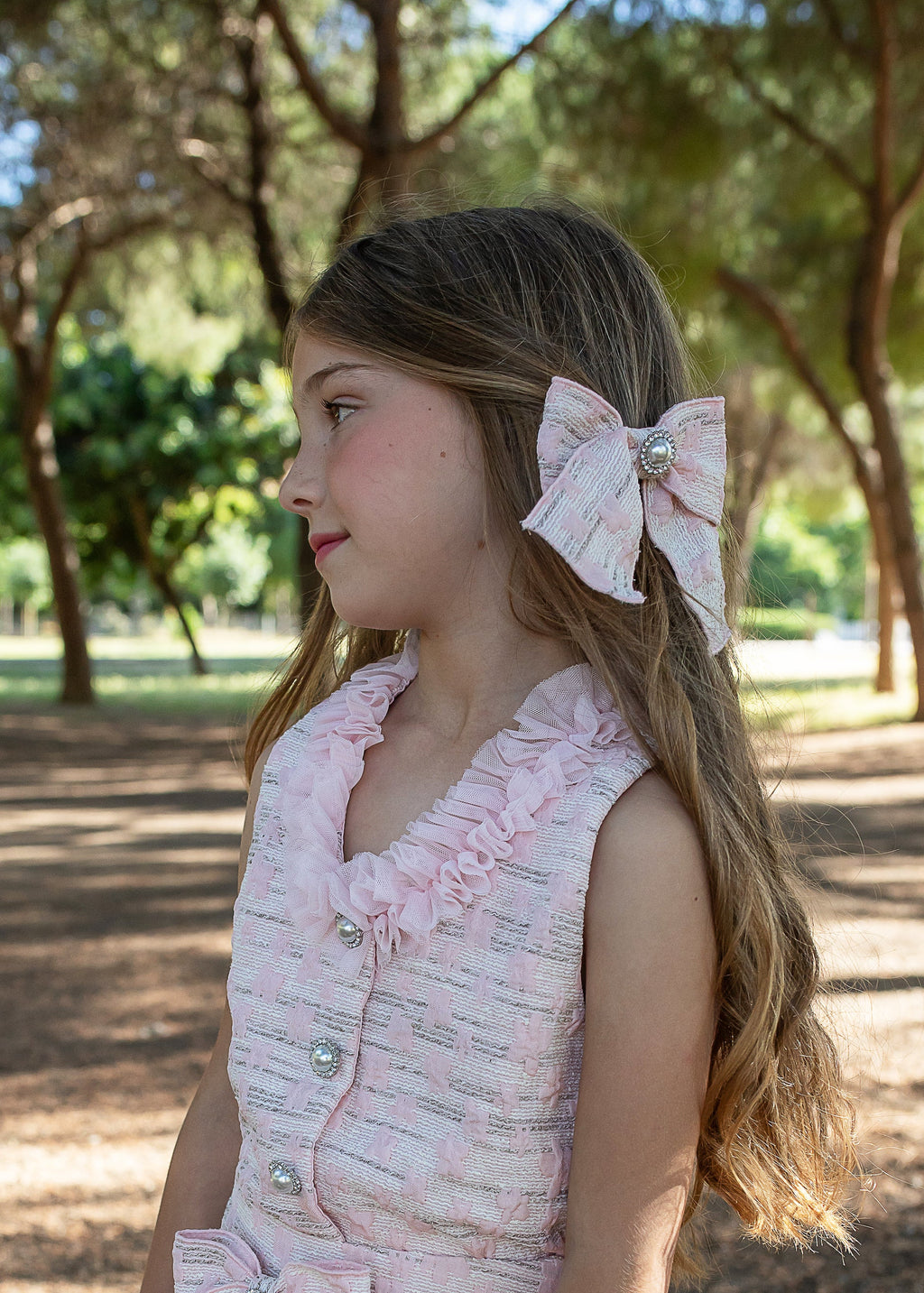 NAXOS Adela Girls Pink Jacquard Hair Bow