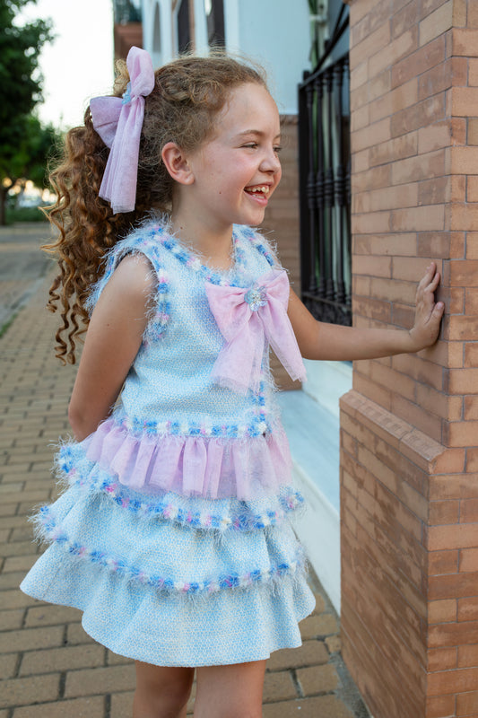 Naxos Delfinio Girls Blue & Pink Skirt Set - 7756