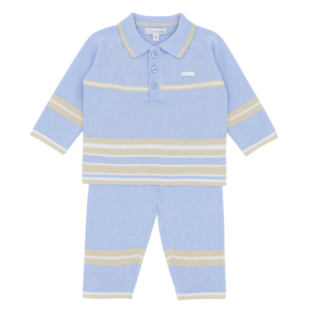 Blues Baby Rochefort Boys Blue Knitted Two Piece Set
