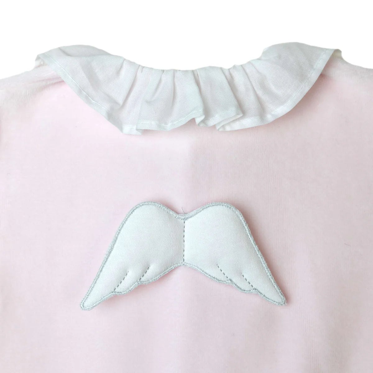 BABY GI Angel Wings Pink Girls Frill Collar Velour Babygrow