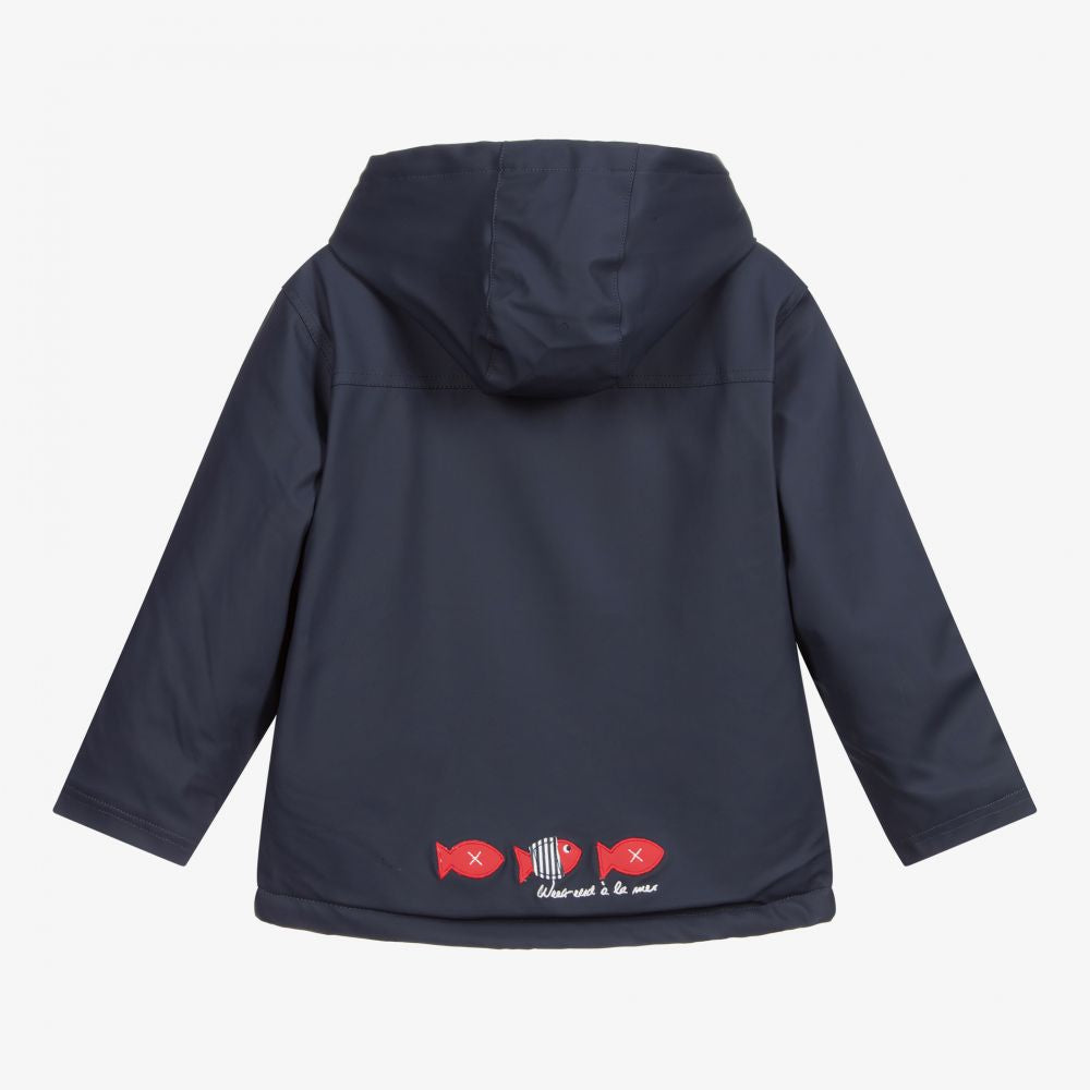 WEEKEND A LA MER Hoby Boys Navy Hooded Rain Coat