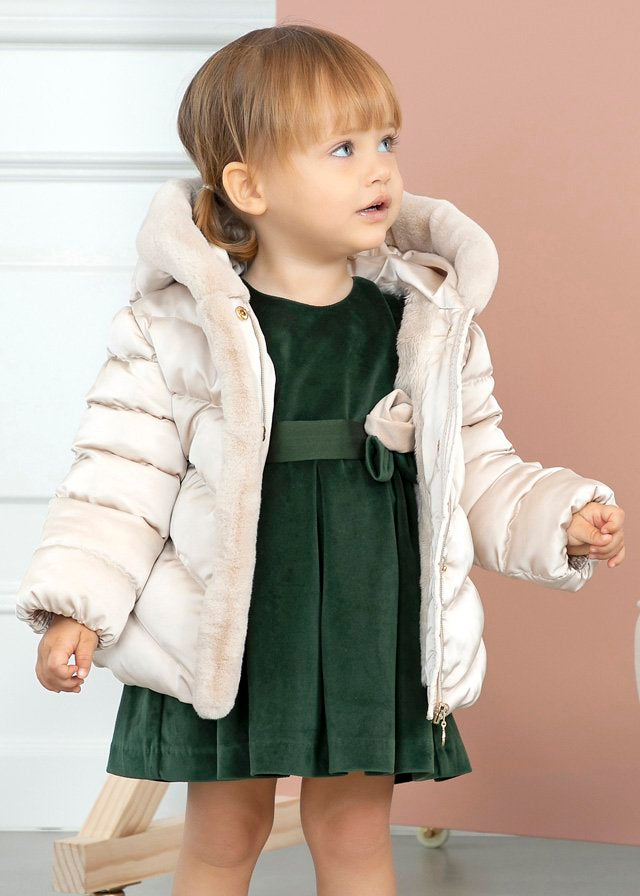 ABEL & LULA AW24 Beige Girls Satin Padded Coat - CLEARANCE SALE