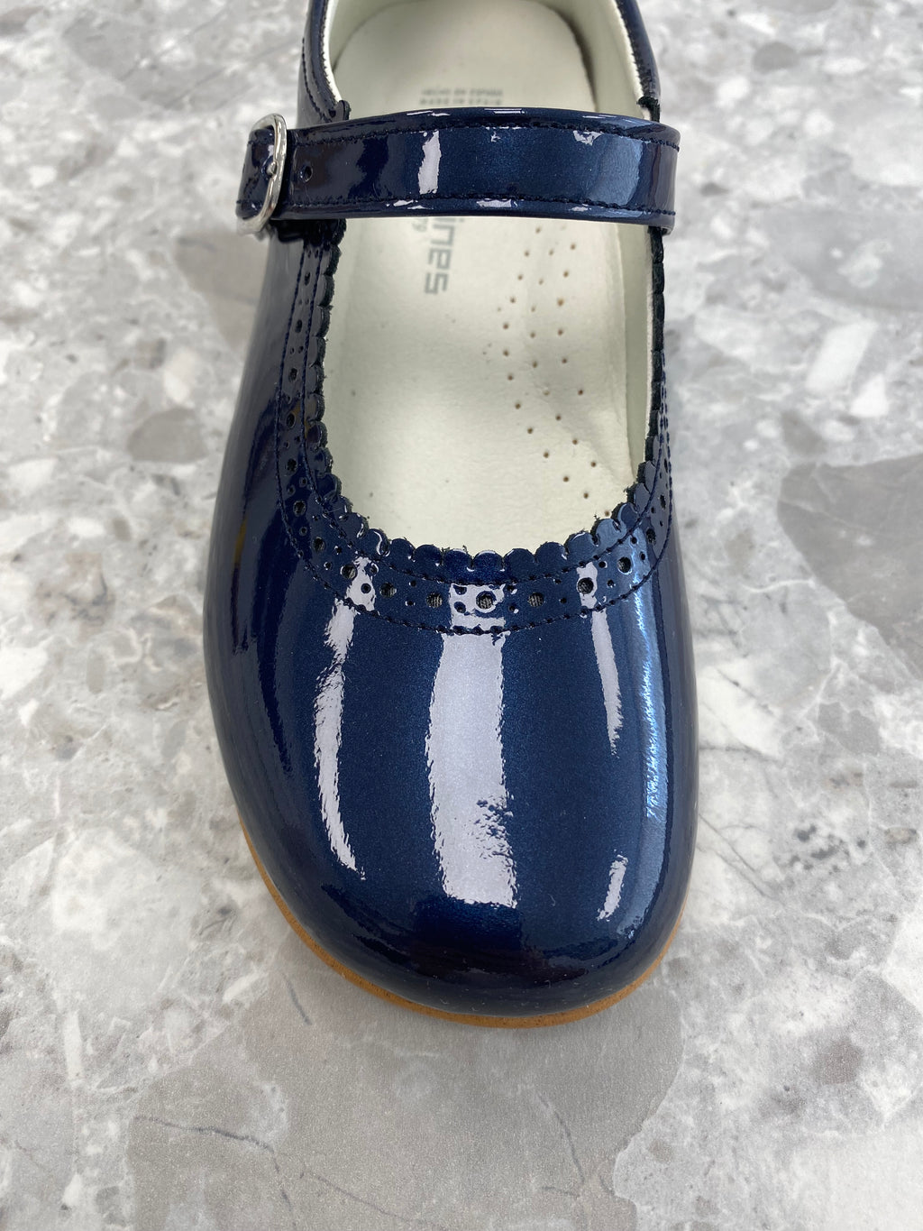 Andanines Navy Pearl Patent Leather Girls Mary Jane Shoes 1