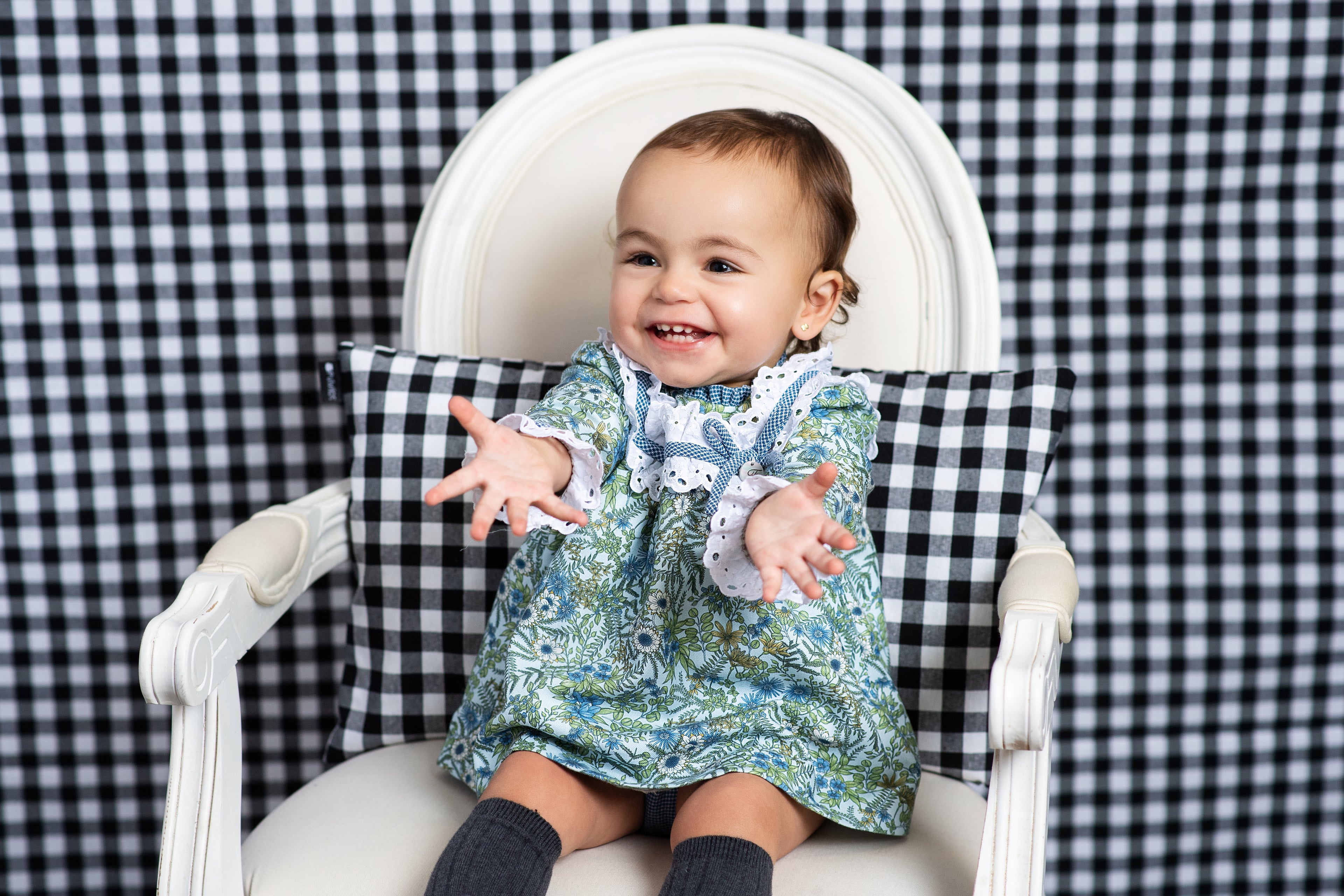 AW24 FOQUE Klein Light Blue Floral Girls Dress & Knickers - CLEARANCE SALE