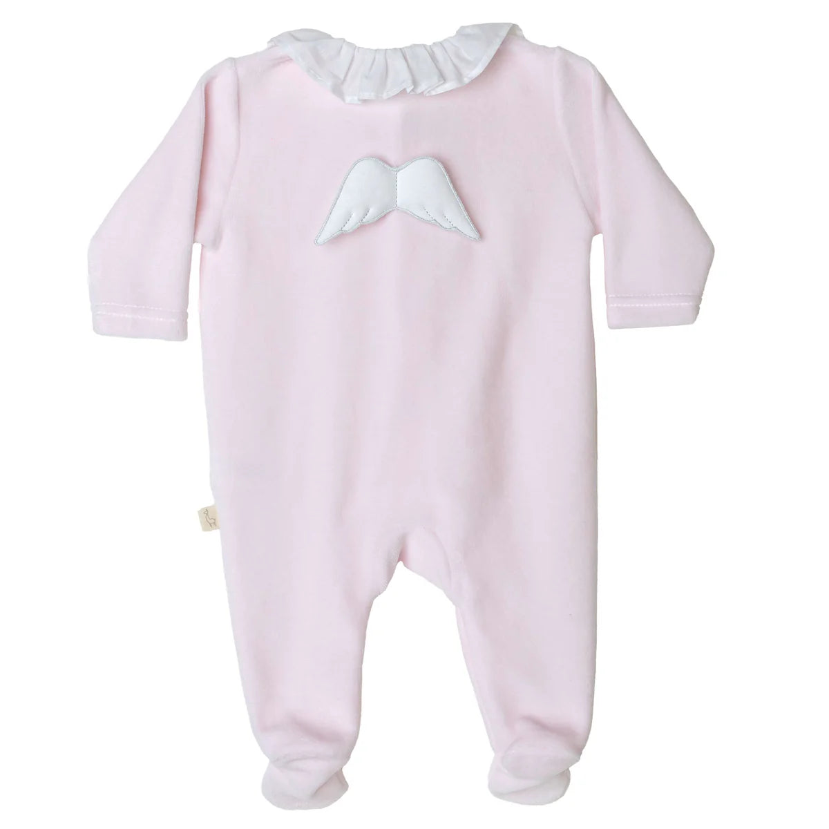 BABY GI Angel Wings Pink Girls Frill Collar Velour Babygrow