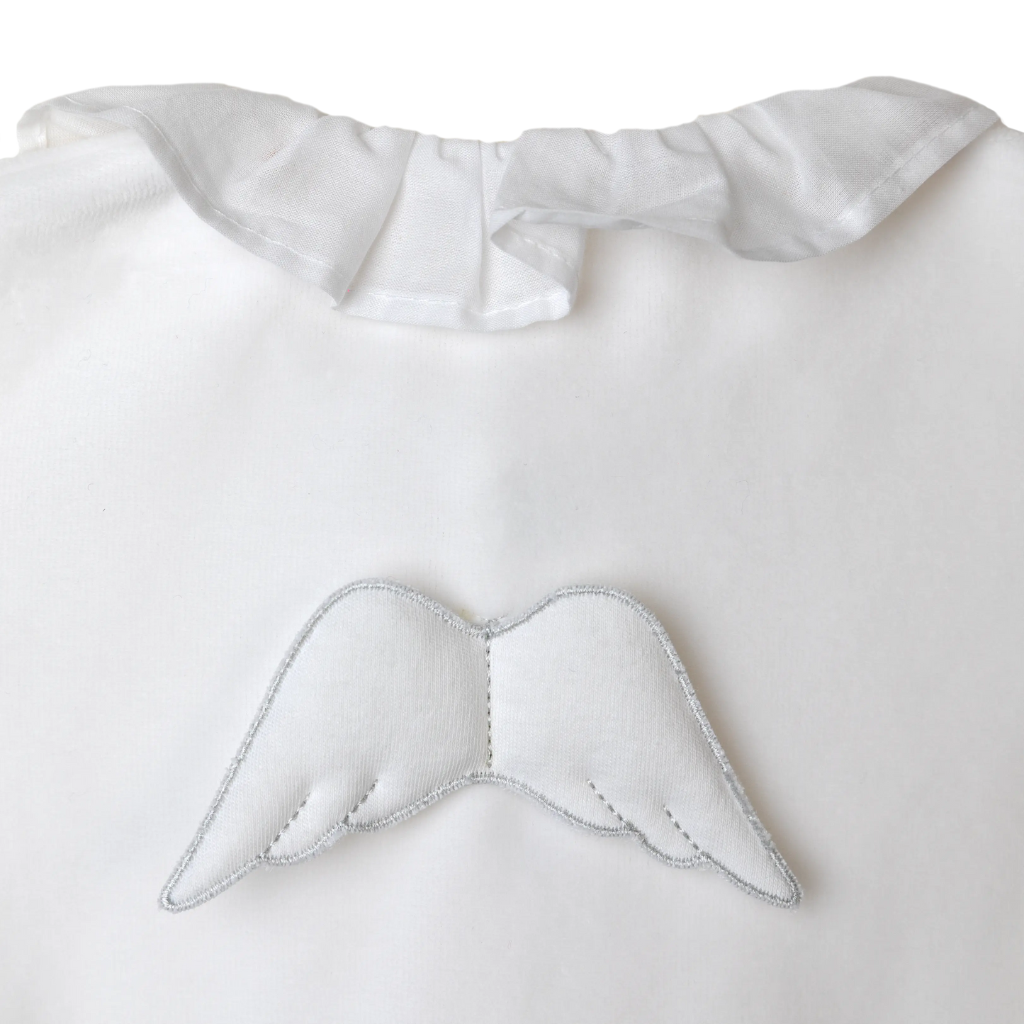 BABY GI Angel Wings White Unisex Frill Collar Velour Babygrow