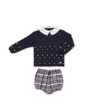 AW25 JULIANA Armonia Boys Navy & Red Check Jam Pant Set - 25590