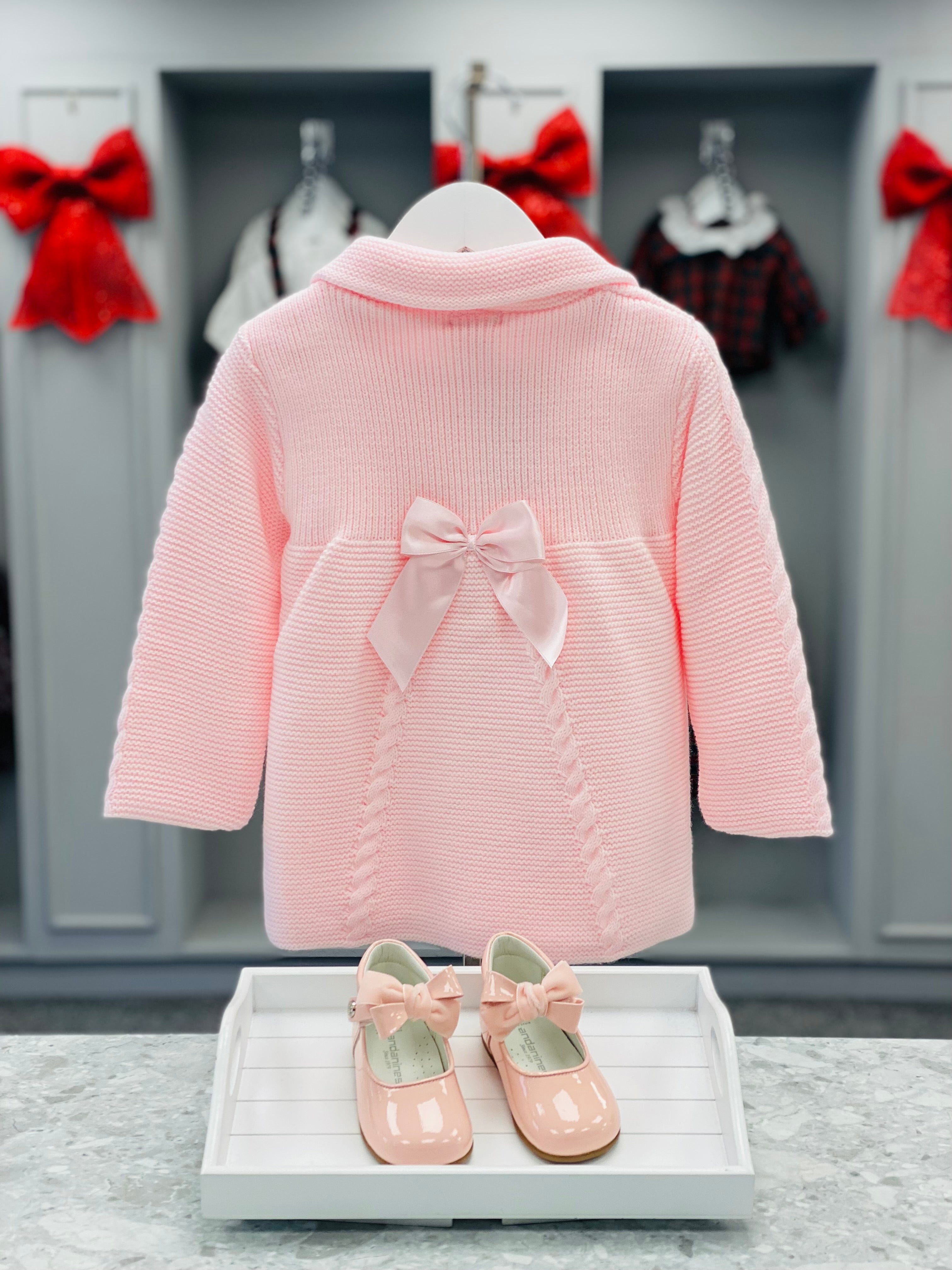 BABINE Canastilla Girls Pink Knitted Pram Coat