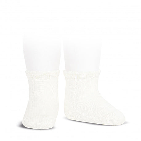 CONDOR Cream Perle Side Openwork Ankle Socks