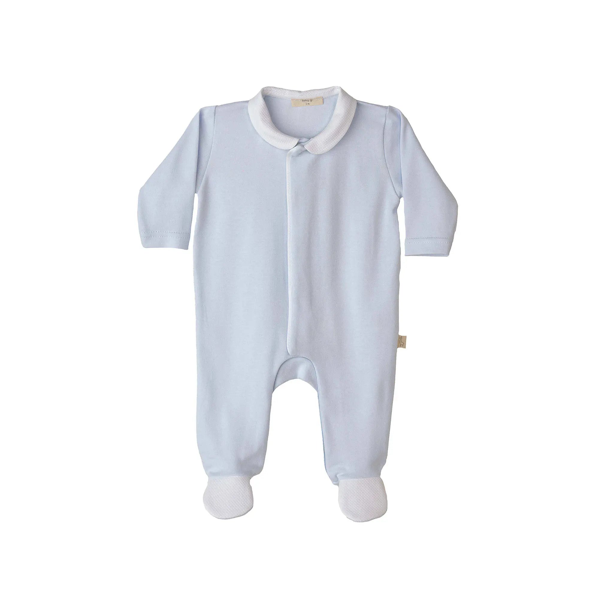 BABY GI Angel Wings Blue Boys Peter Pan Collar Cotton Babygrow