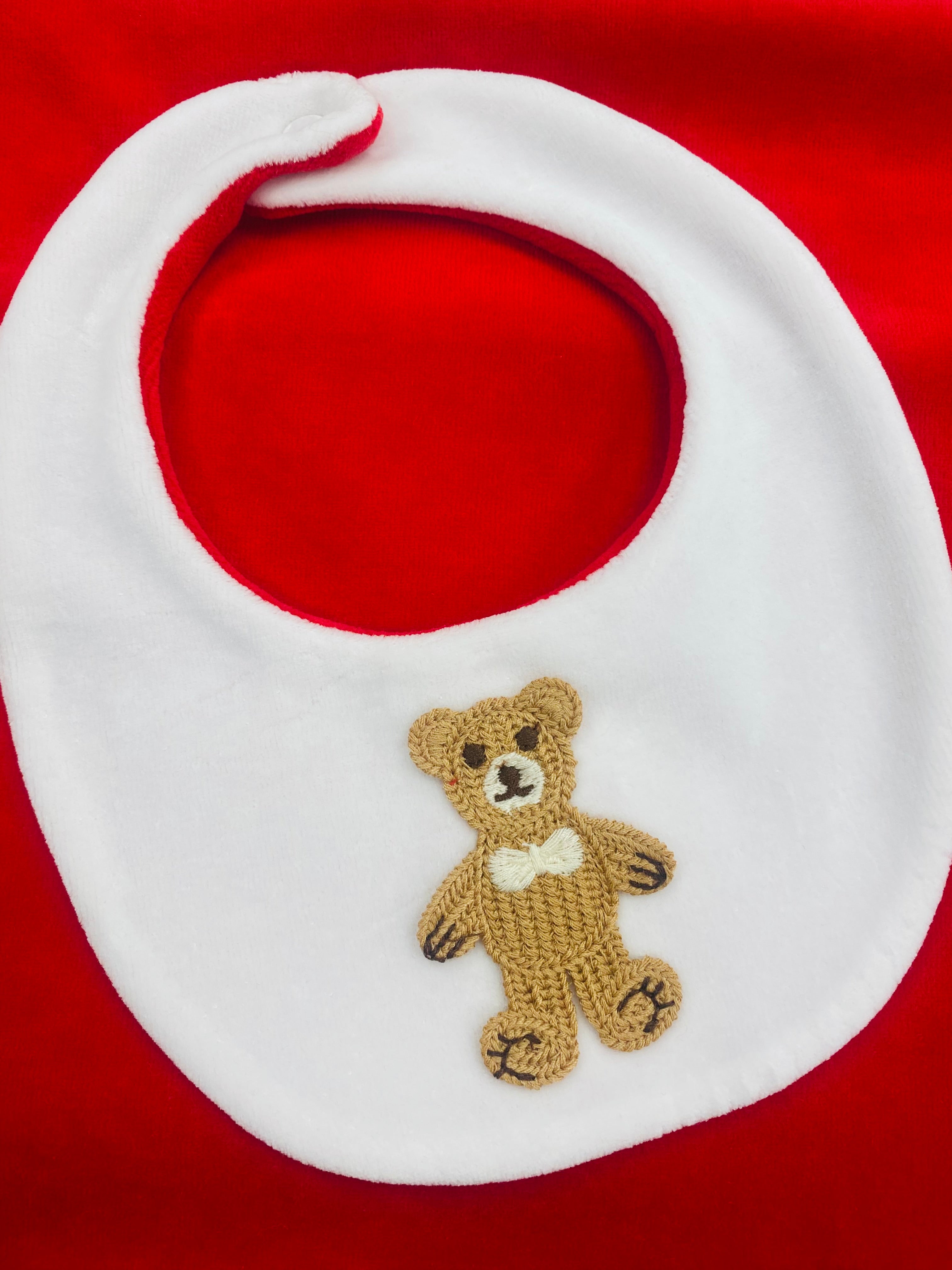 AW25 DEOLINDA Christmas Boys Red Tartan Bib - 25B21