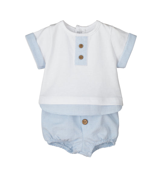 CALAMARO Melisa Baby Boys Blue Stripe Short Set - 17930