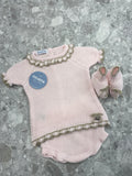 JULIANA Azahar Girls Pink & Beige Knitted Set with Booties - 26062