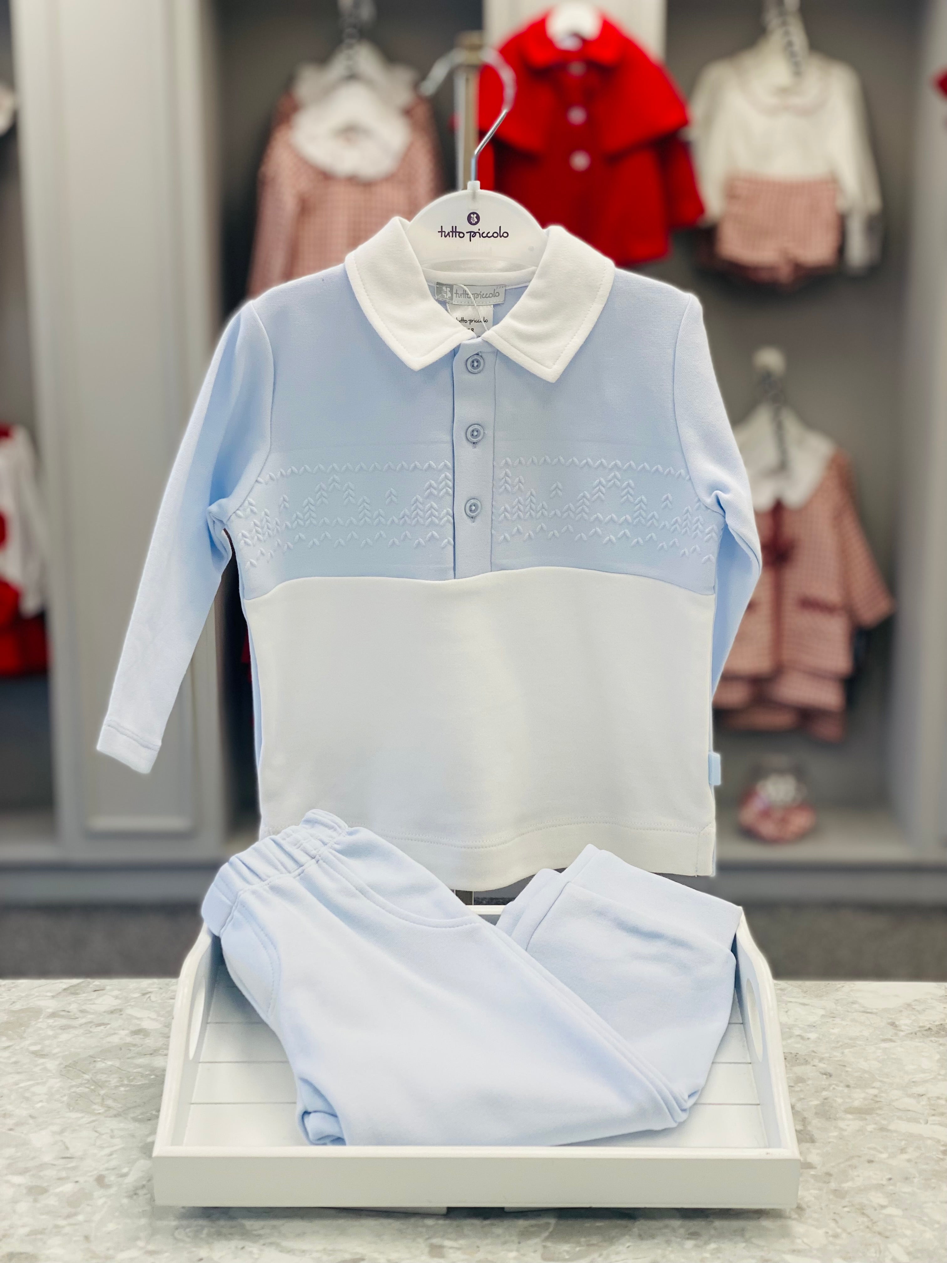 TUTTO PICCOLO AW24 Hielo Boys Blue & White Jogger Set - CLEARANCE SALE