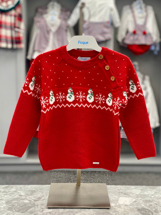 FOQUE Red Snowman Boys Christmas Jumper - NON RETURNABLE