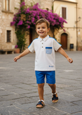 BIMBALO Boys Capri Blue Linen Short Set