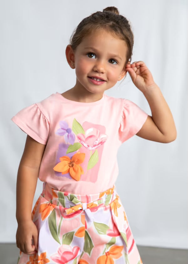 MAYORAL Girls Blossom Multicolour Floral Shorts Set - 3907
