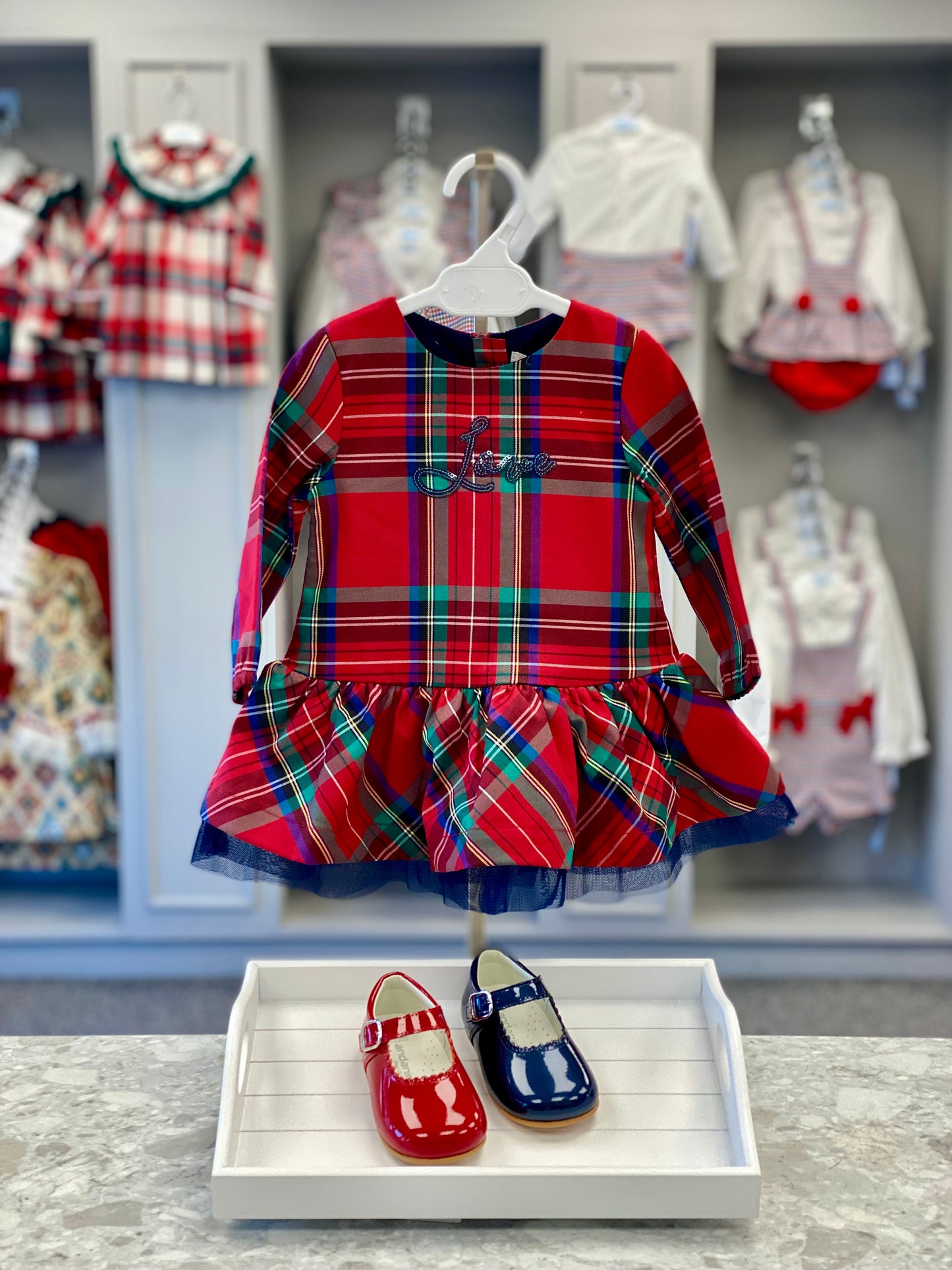 BABYBOL Baby Girls Tartan & Tulle Dress - NON RETURNABLE